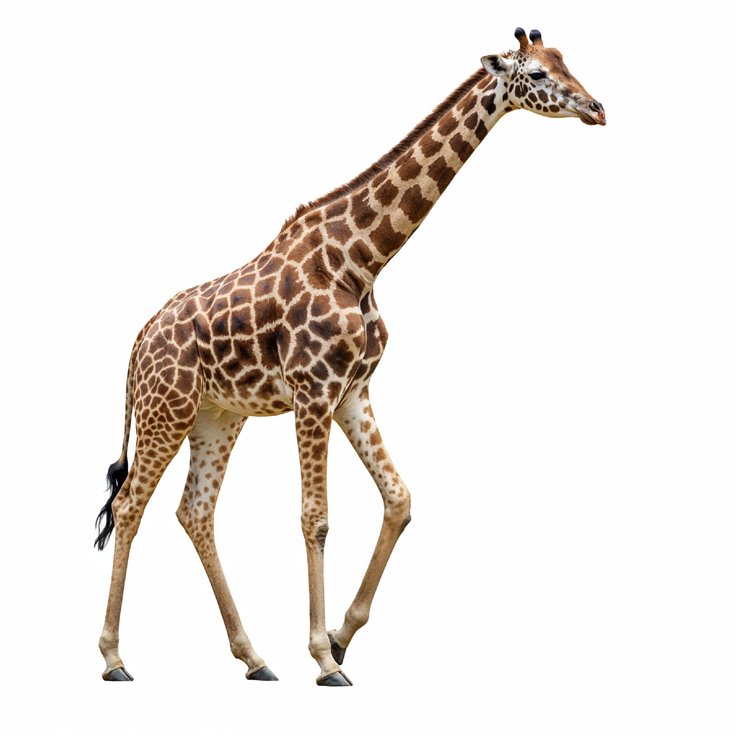 Giraffe Isolated on White Background Wildlife Studio Portrait