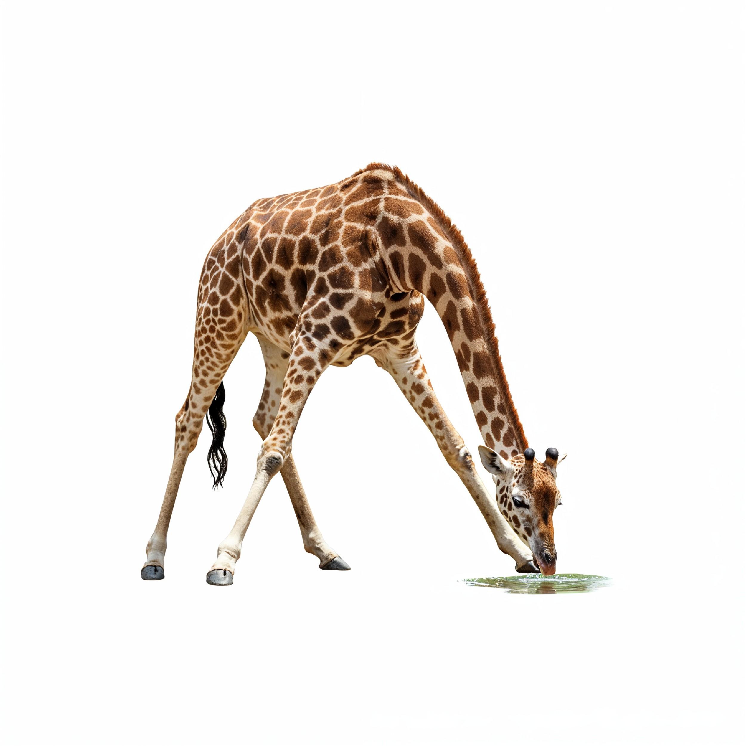 Giraffe Isolated on White Background Wildlife Studio Portrait