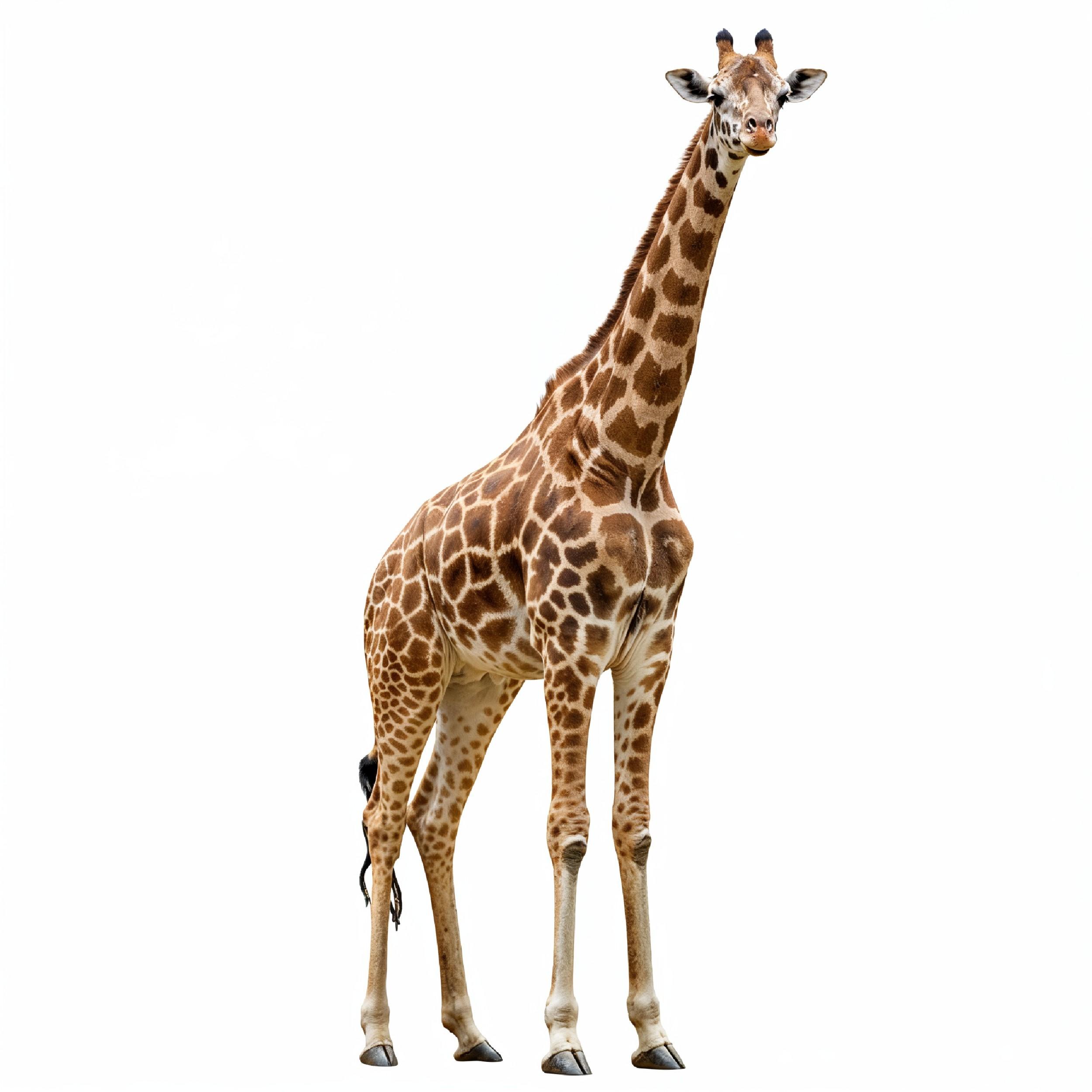 Giraffe Isolated on White Background Wildlife Studio Portrait