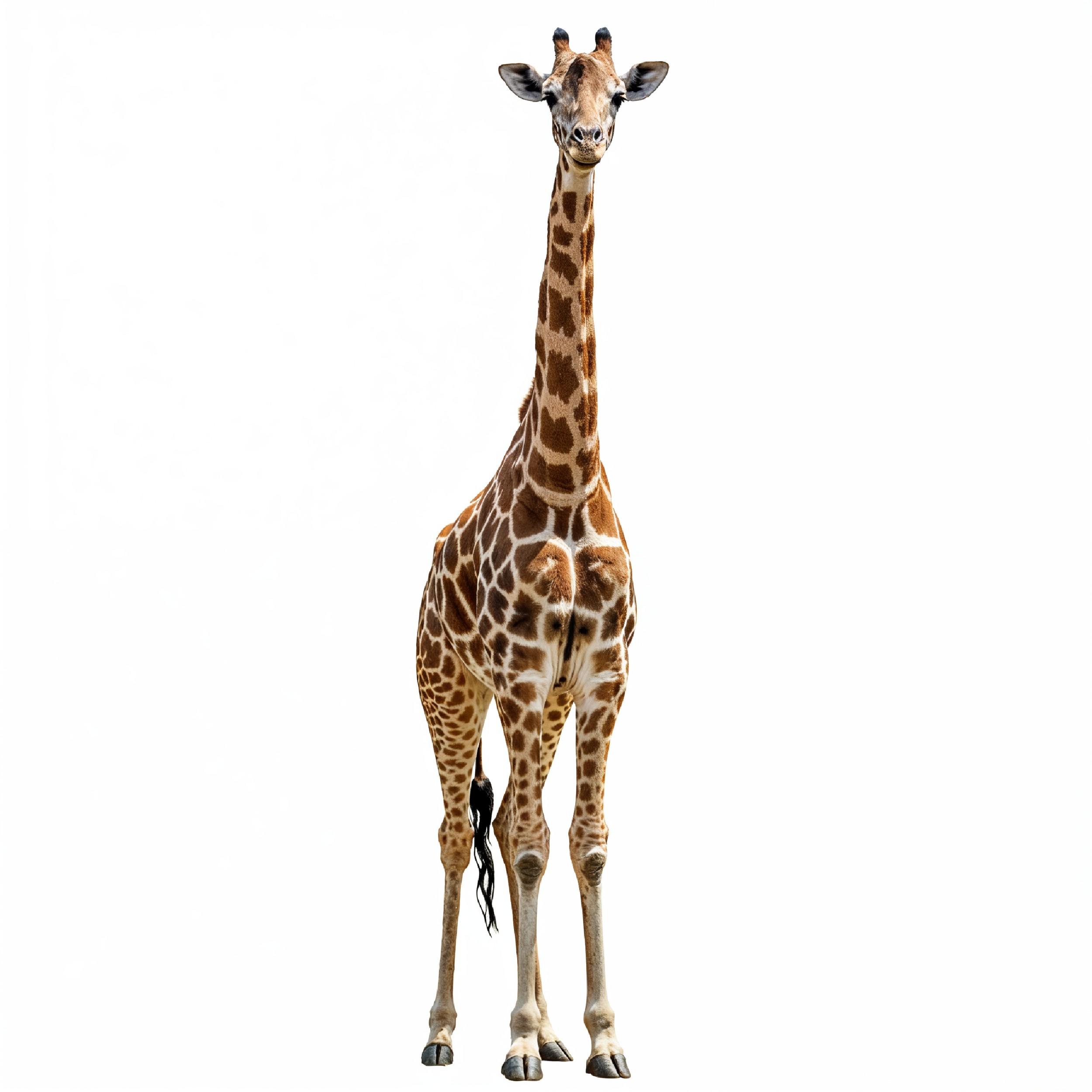 Giraffe Isolated on White Background Wildlife Studio Portrait