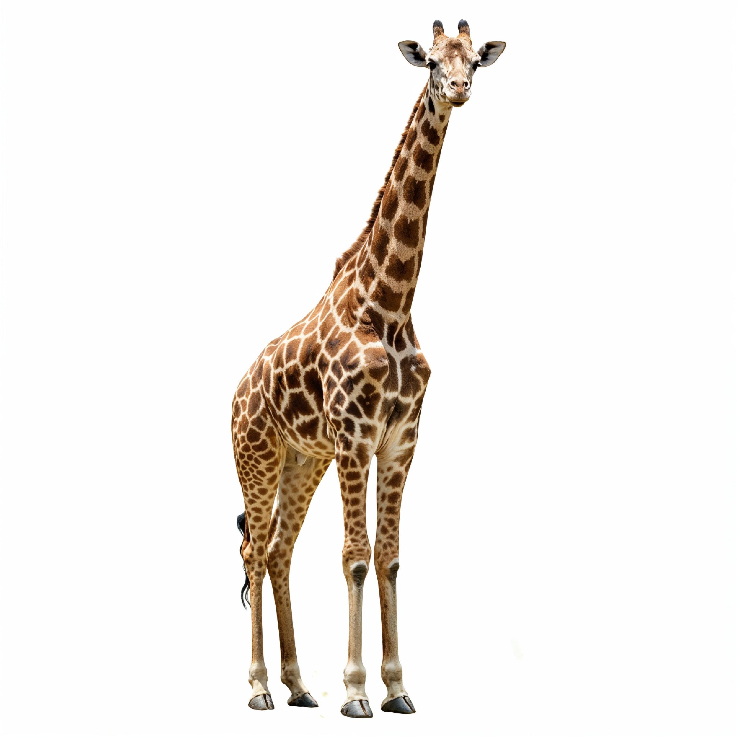 Giraffe Isolated on White Background Wildlife Studio Portrait