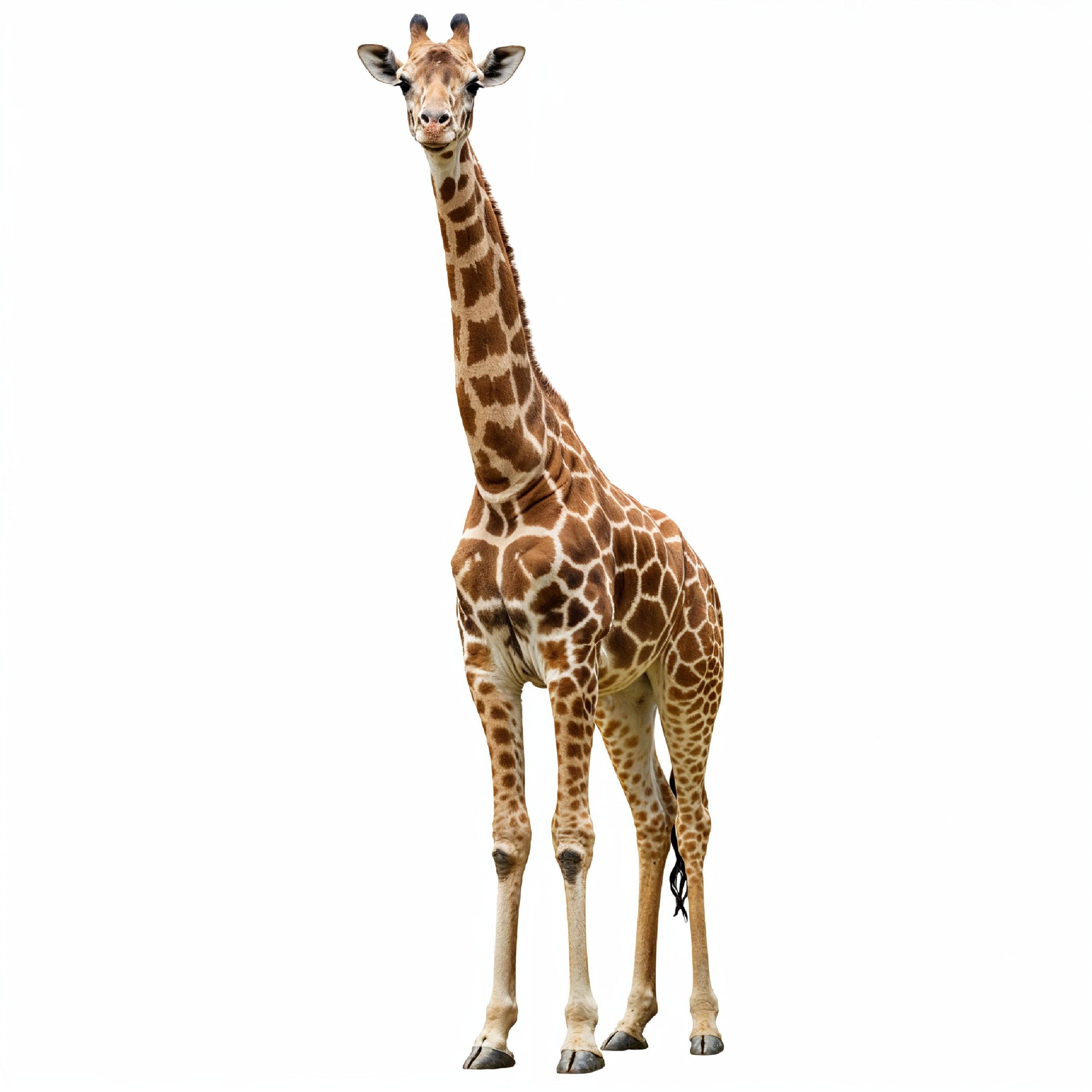 Giraffe Isolated on White Background Wildlife Studio Portrait