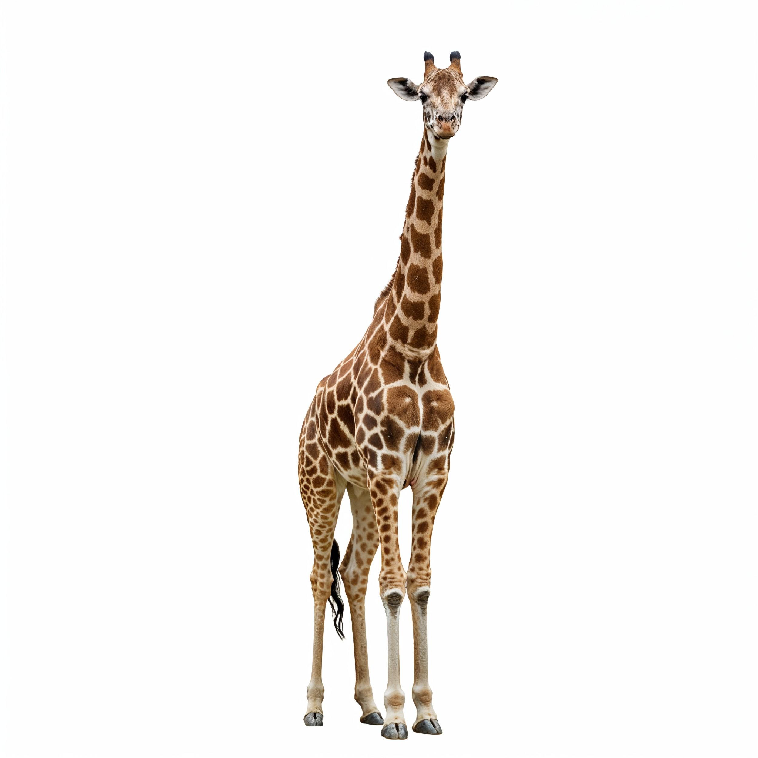 Giraffe Isolated on White Background Wildlife Studio Portrait