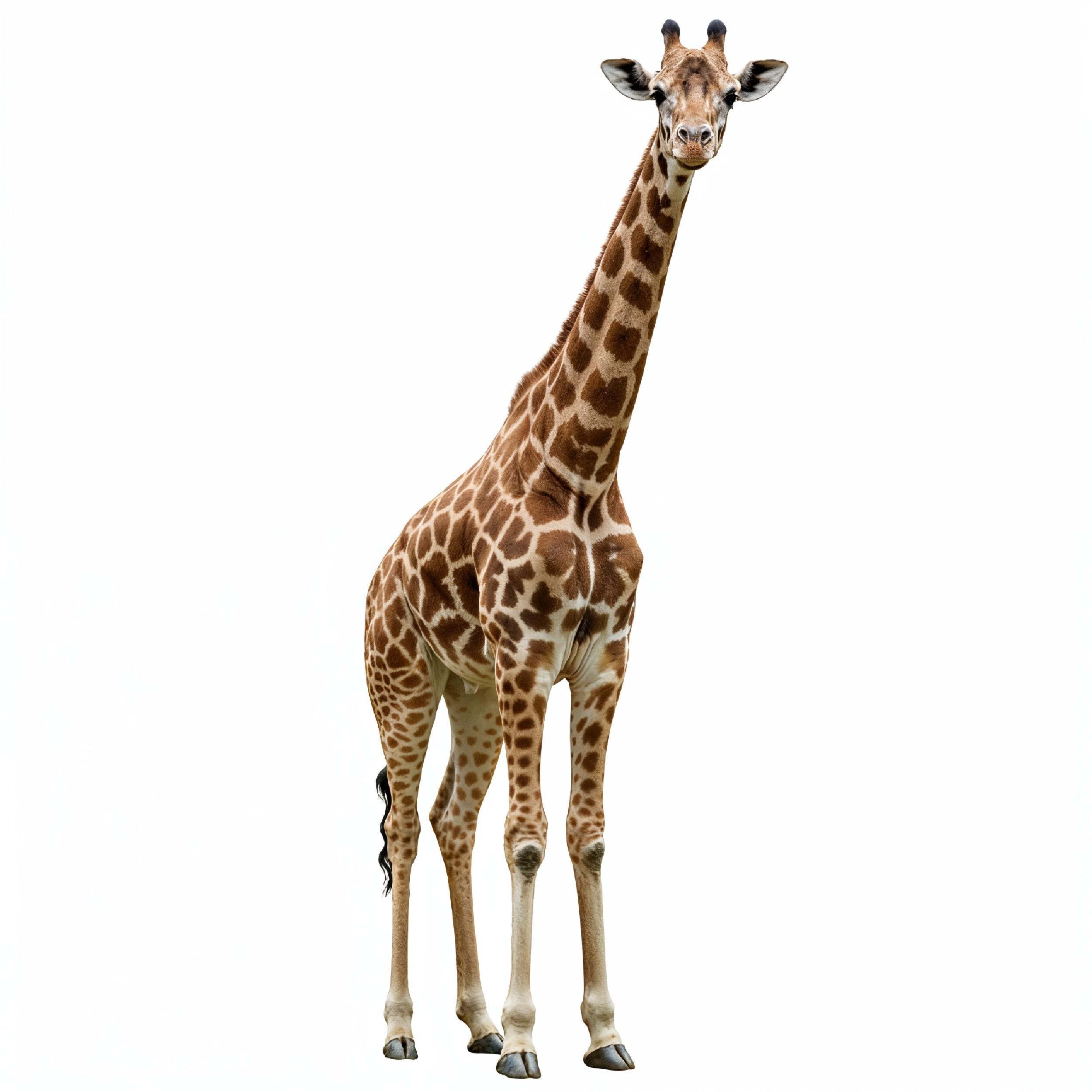 Giraffe Isolated on White Background Wildlife Studio Portrait