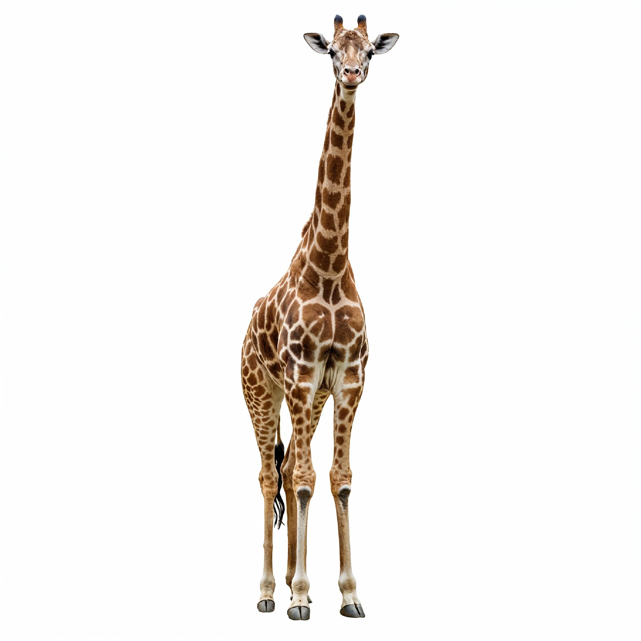 Giraffe Isolated on White Background Wildlife Studio Portrait