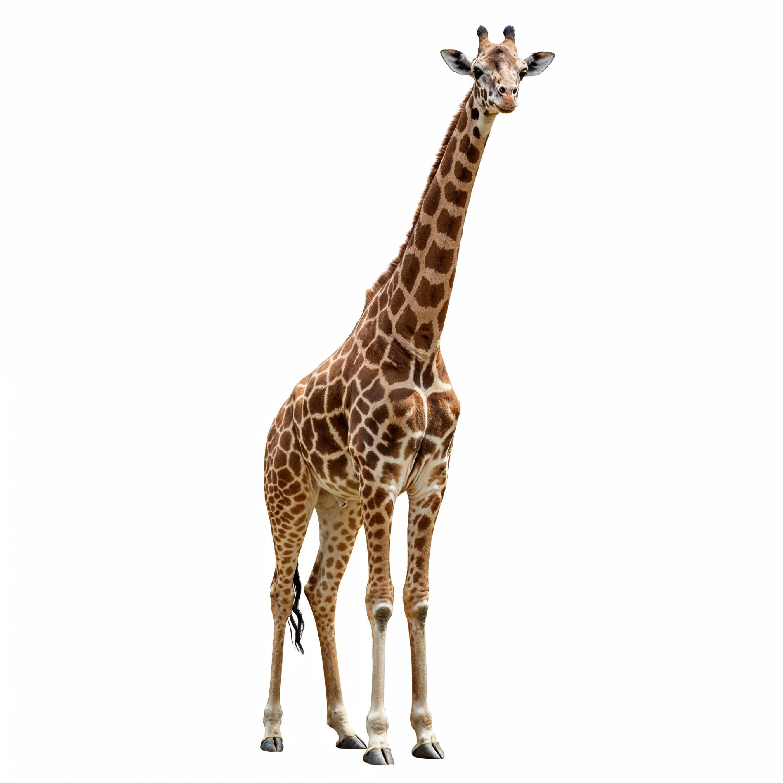 Giraffe Isolated on White Background Wildlife Studio Portrait