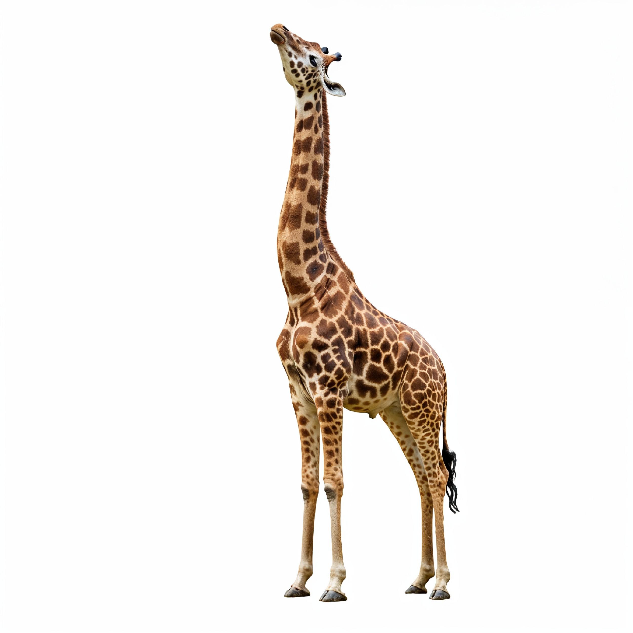 Giraffe Isolated on White Background Wildlife Studio Portrait