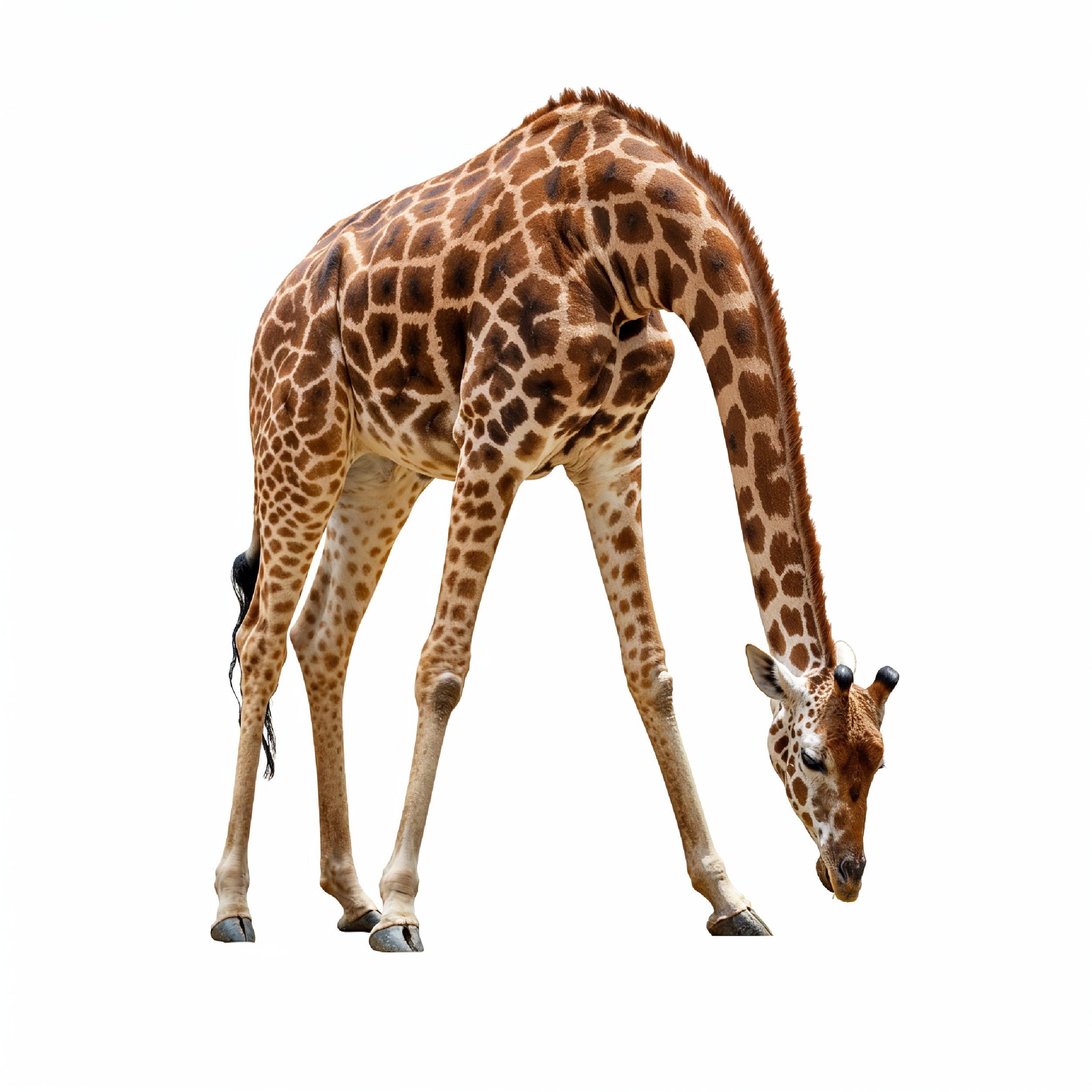 Giraffe Isolated on White Background Wildlife Studio Portrait