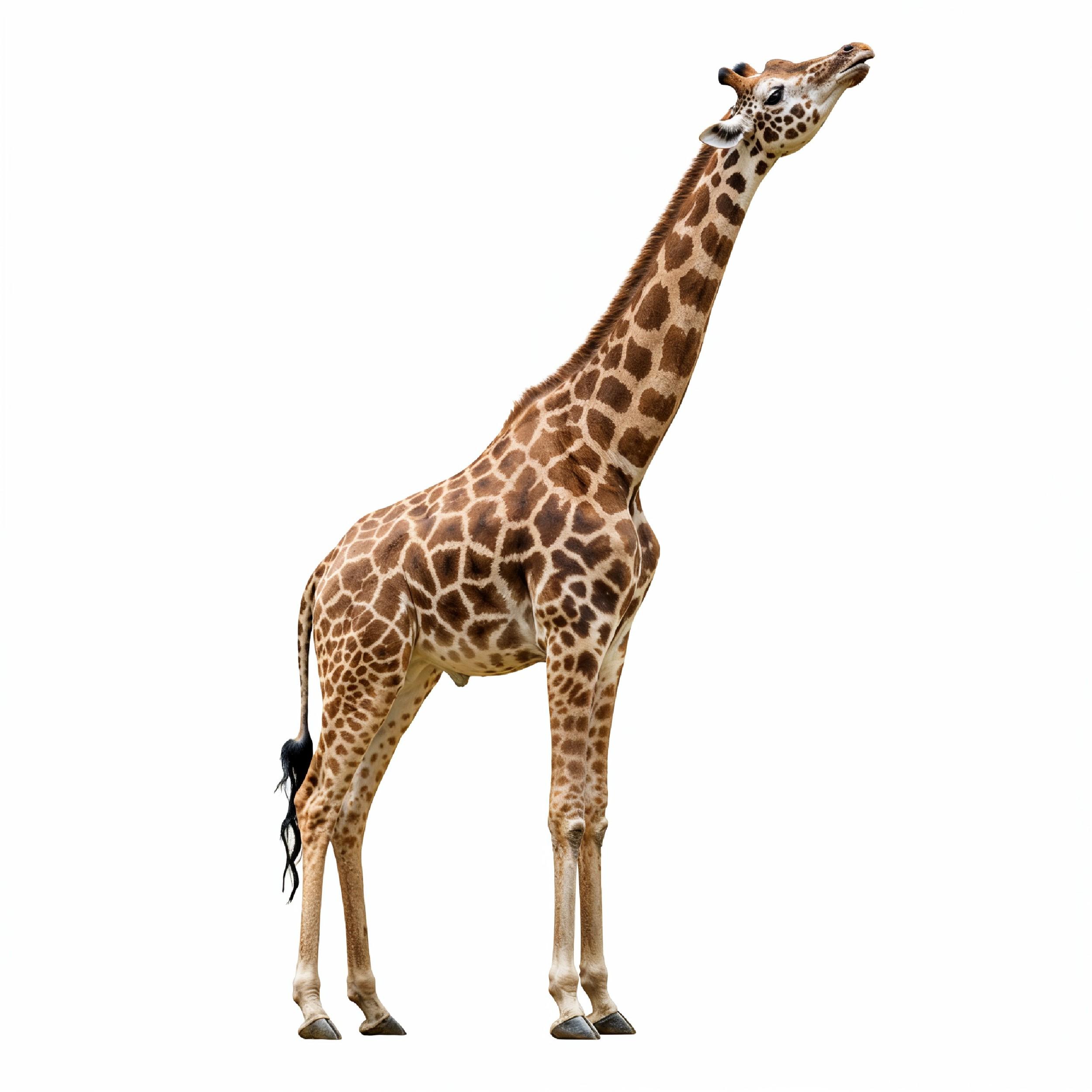 Giraffe Isolated on White Background Wildlife Studio Portrait