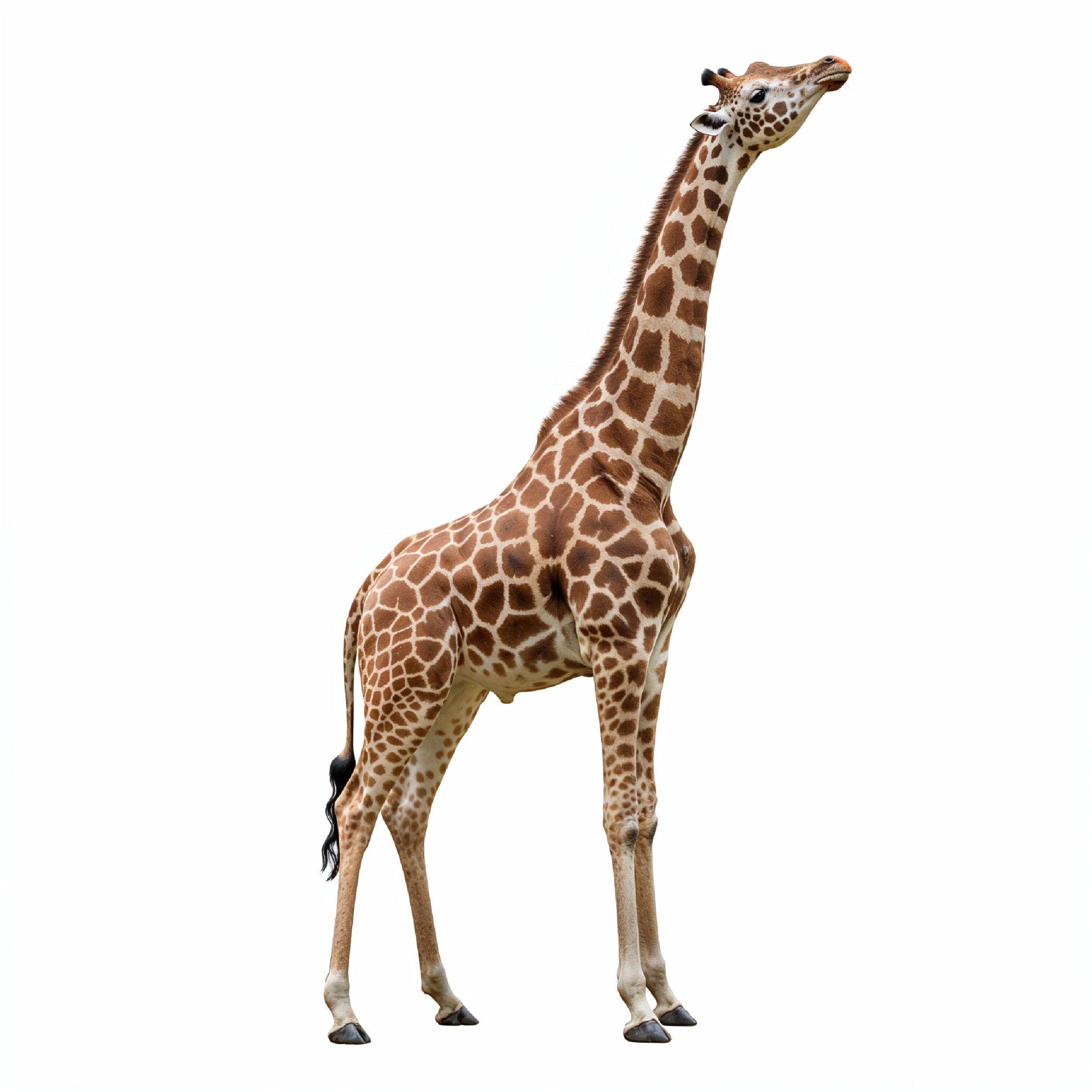 Giraffe Isolated on White Background Wildlife Studio Portrait