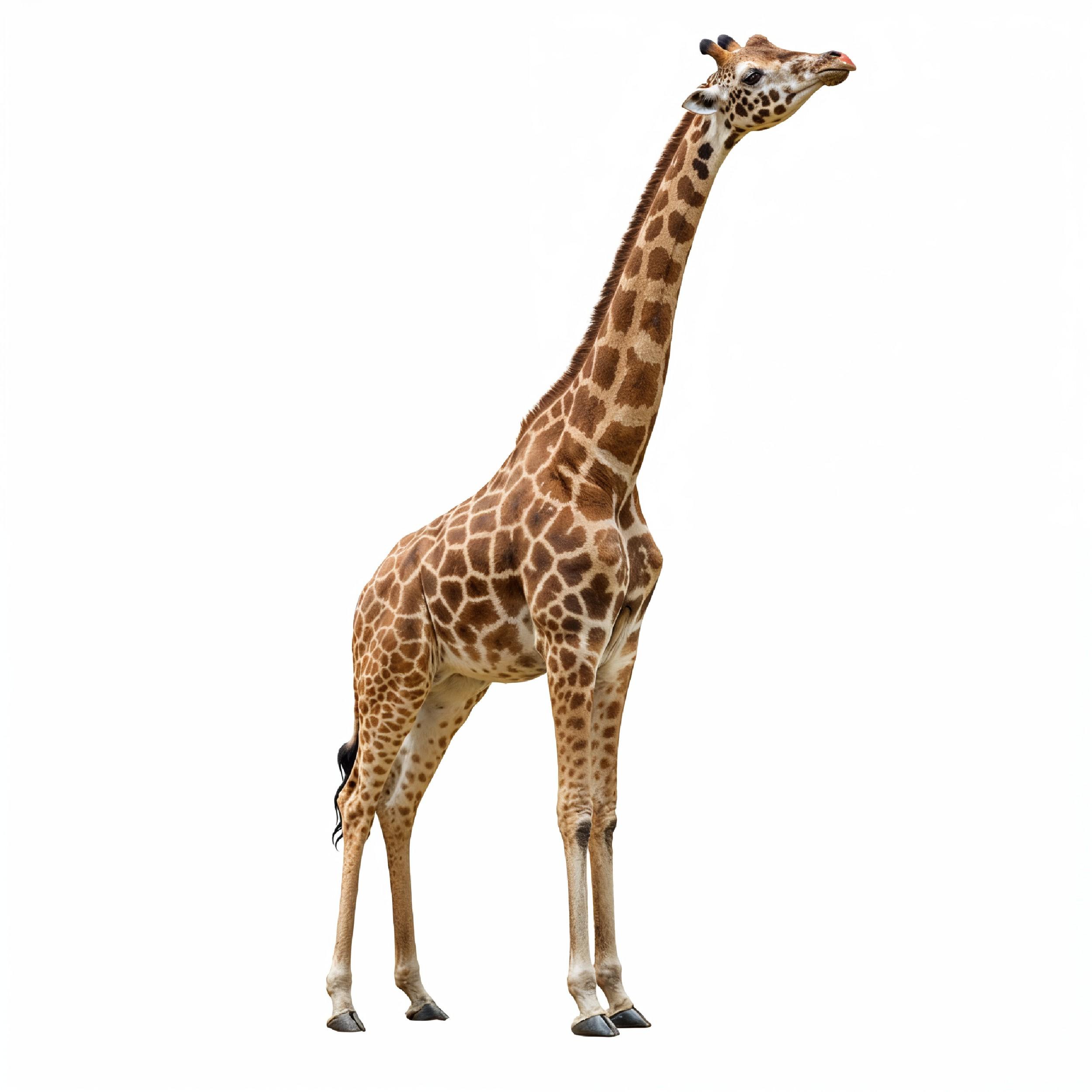 Giraffe Isolated on White Background Wildlife Studio Portrait
