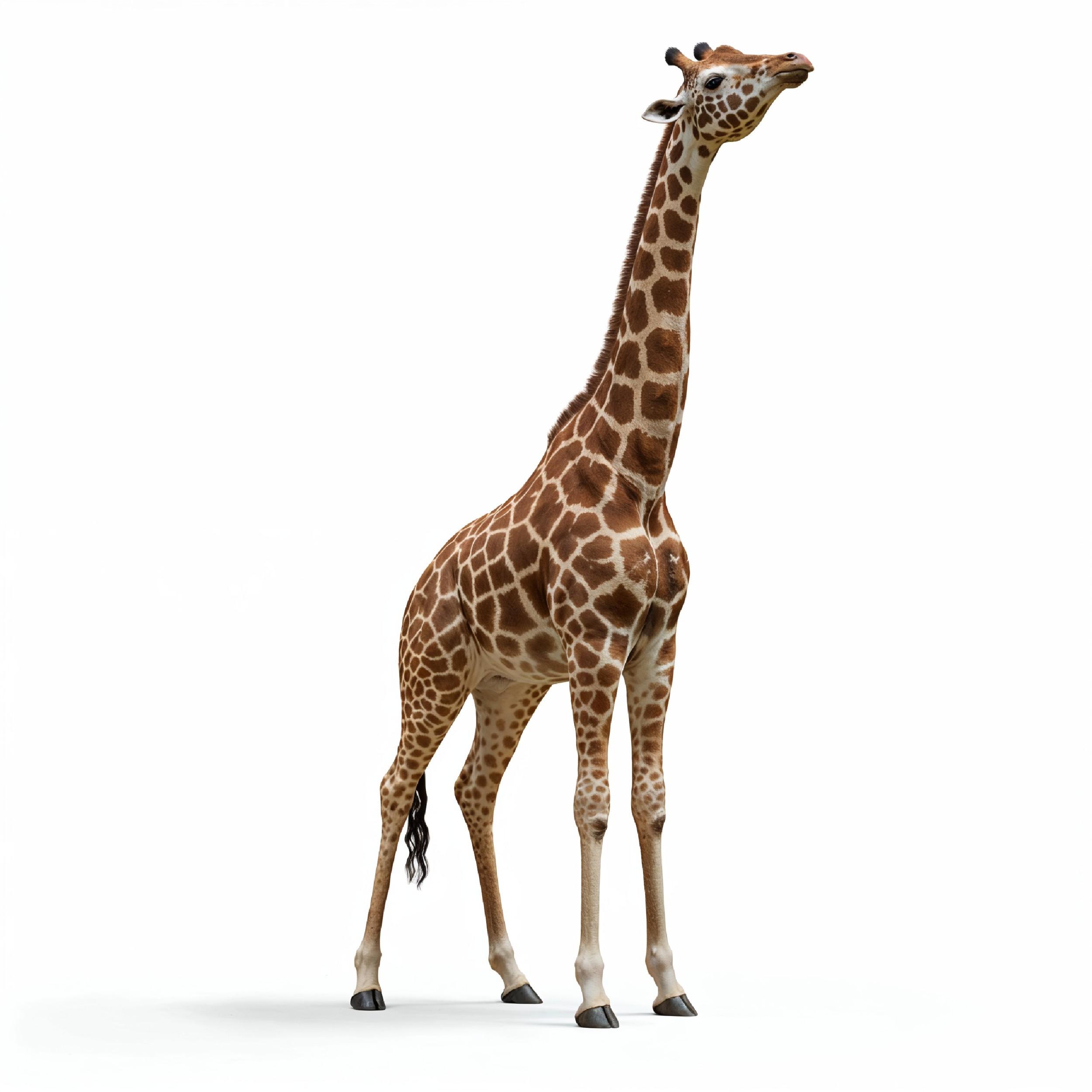 Giraffe Isolated on White Background Wildlife Studio Portrait