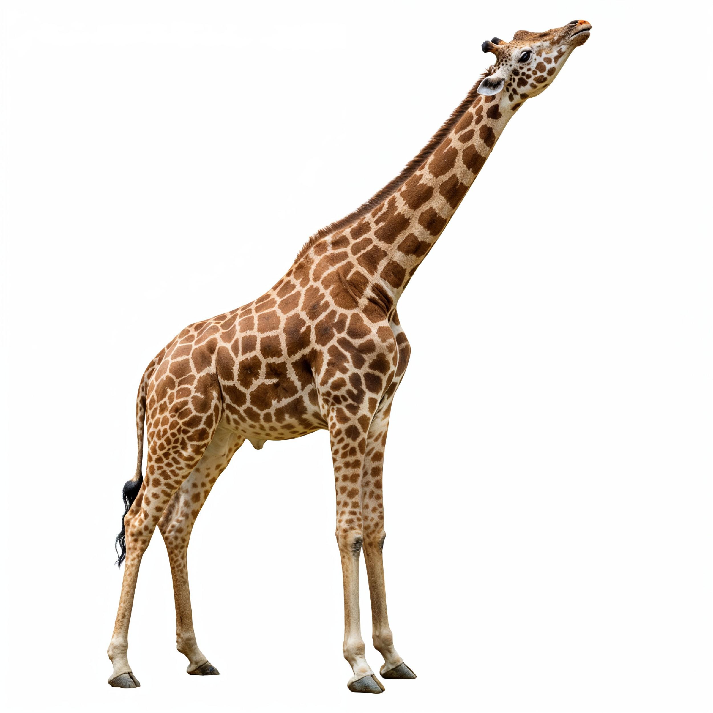 Giraffe Isolated on White Background Wildlife Studio Portrait