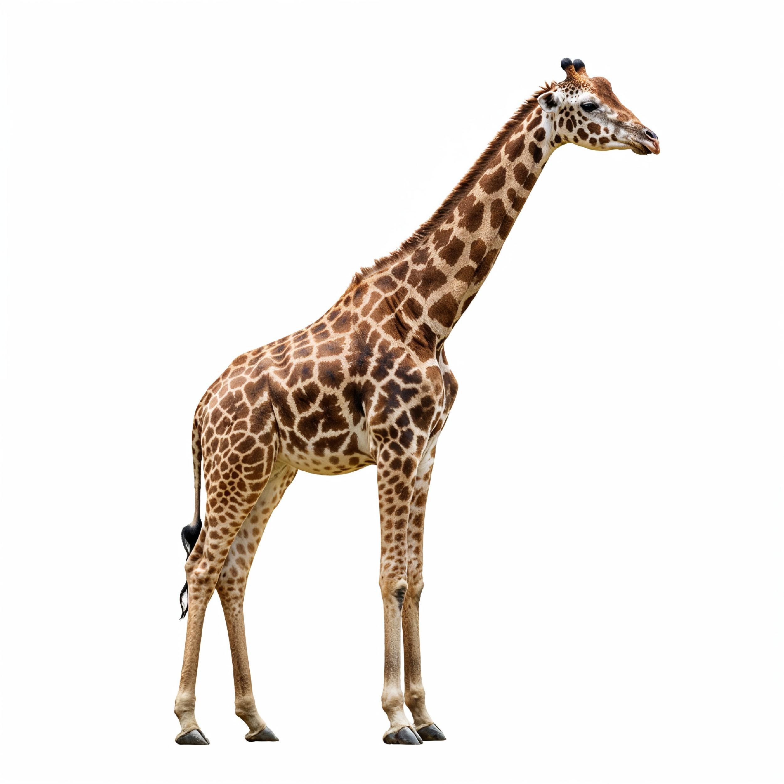 Giraffe Isolated on White Background Wildlife Studio Portrait