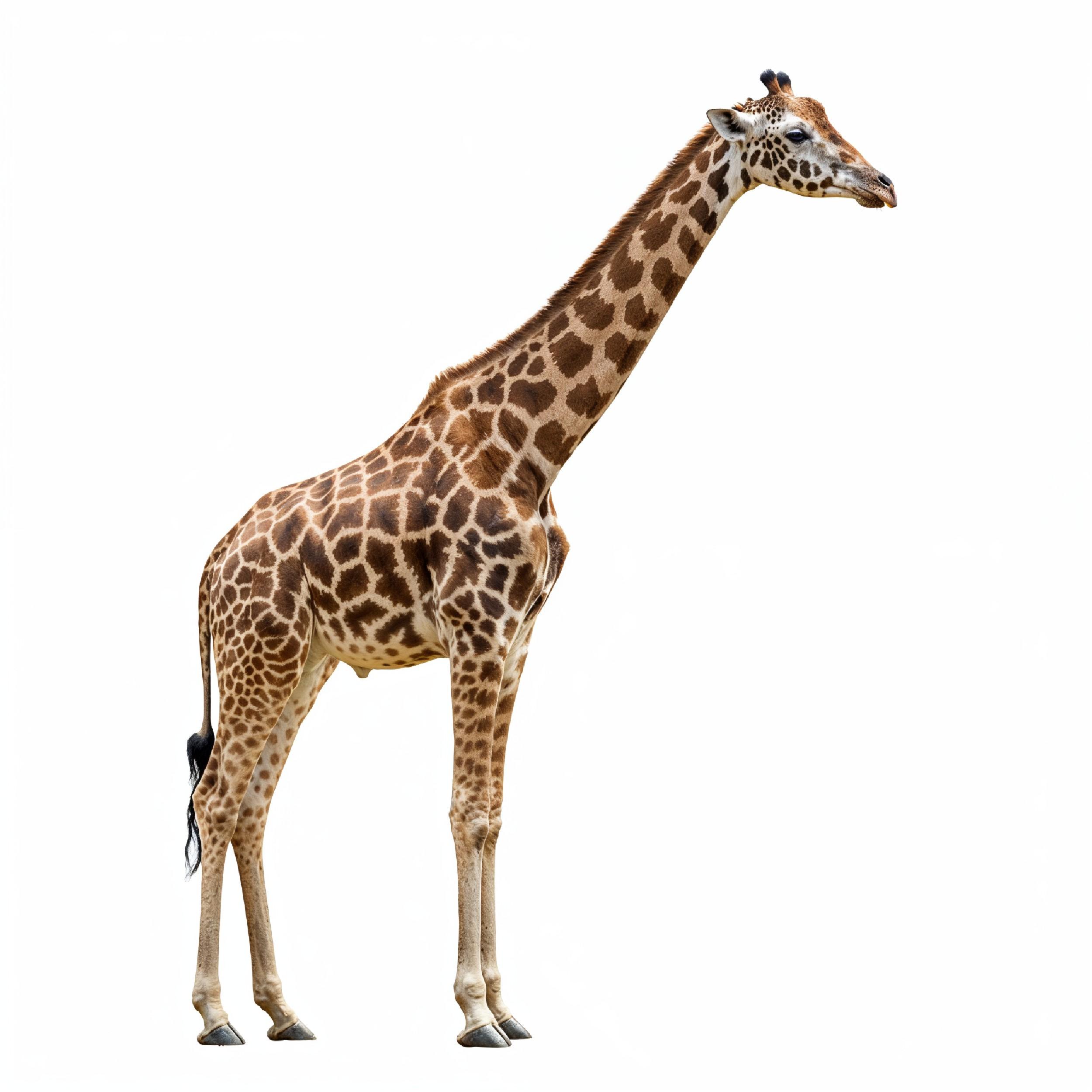 Giraffe Isolated on White Background Wildlife Studio Portrait