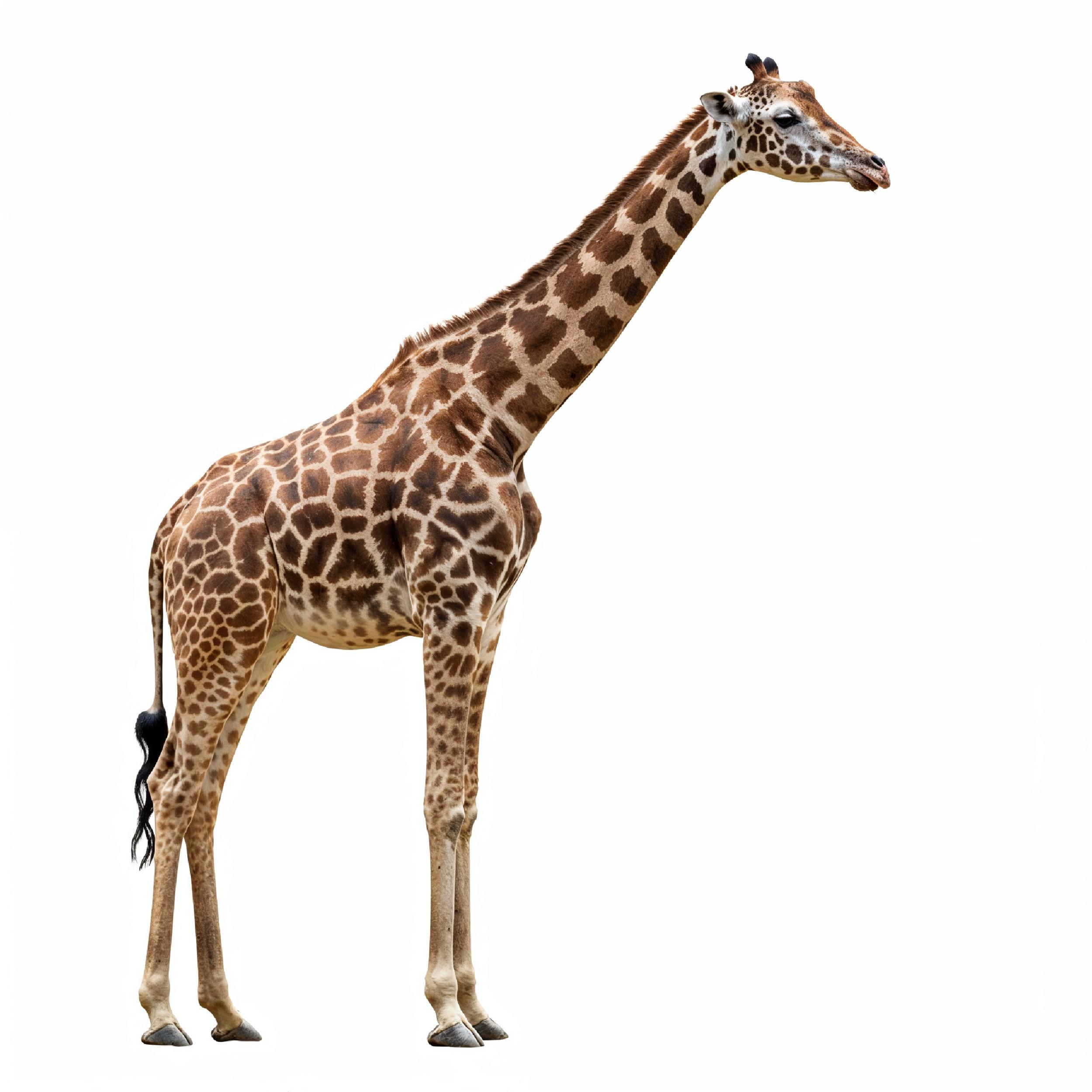 Giraffe Isolated on White Background Wildlife Studio Portrait