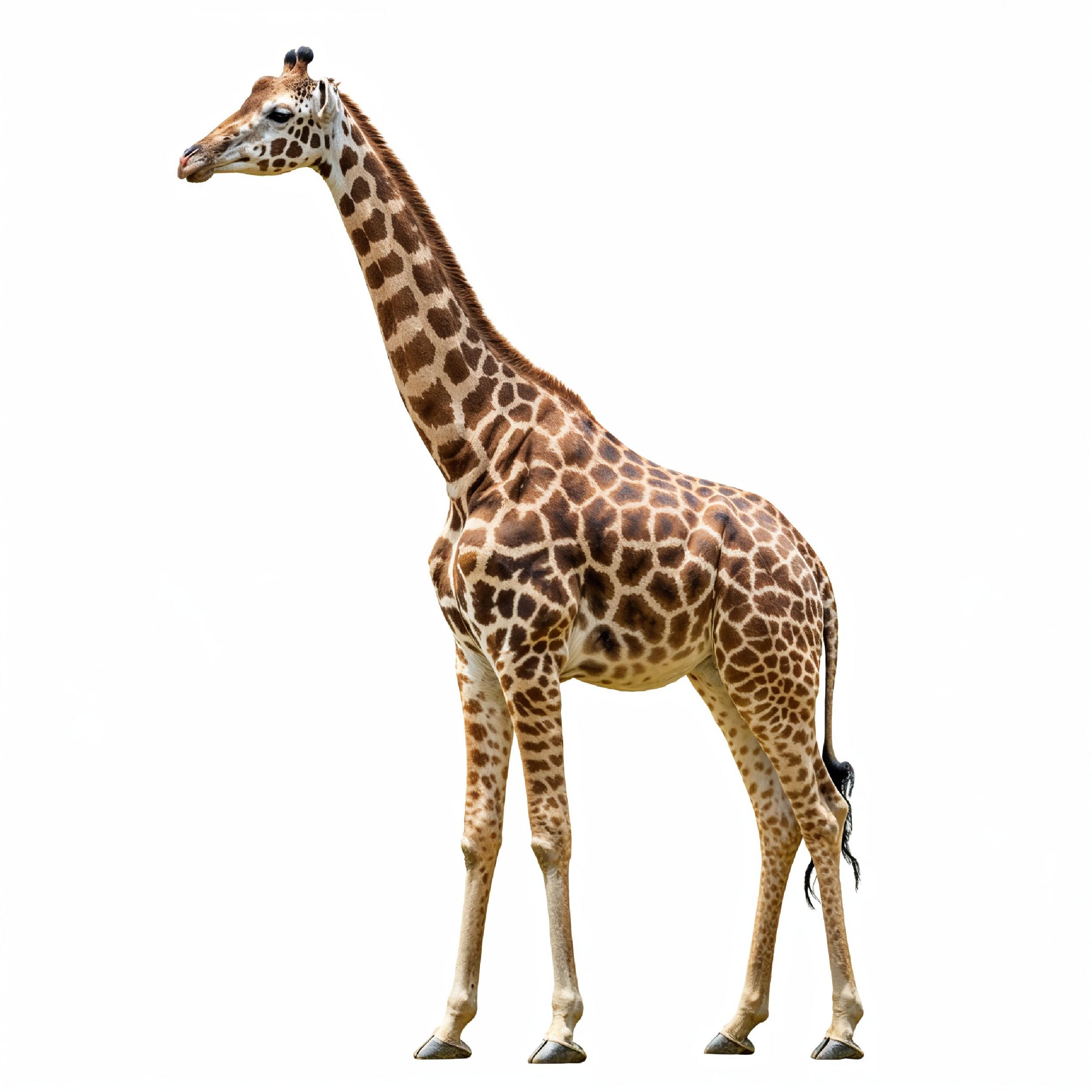Giraffe Isolated on White Background Wildlife Studio Portrait