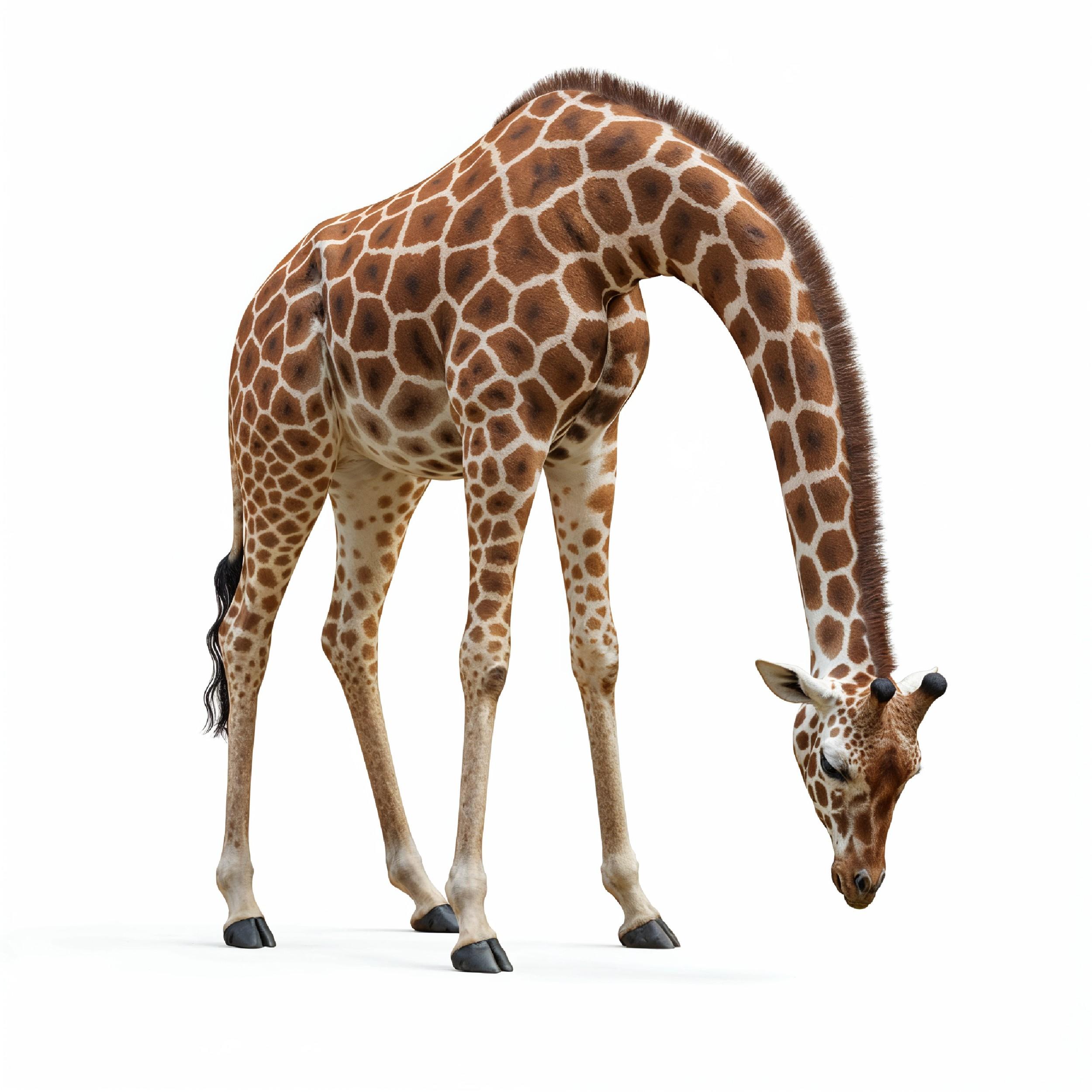 Giraffe Isolated on White Background Wildlife Studio Portrait