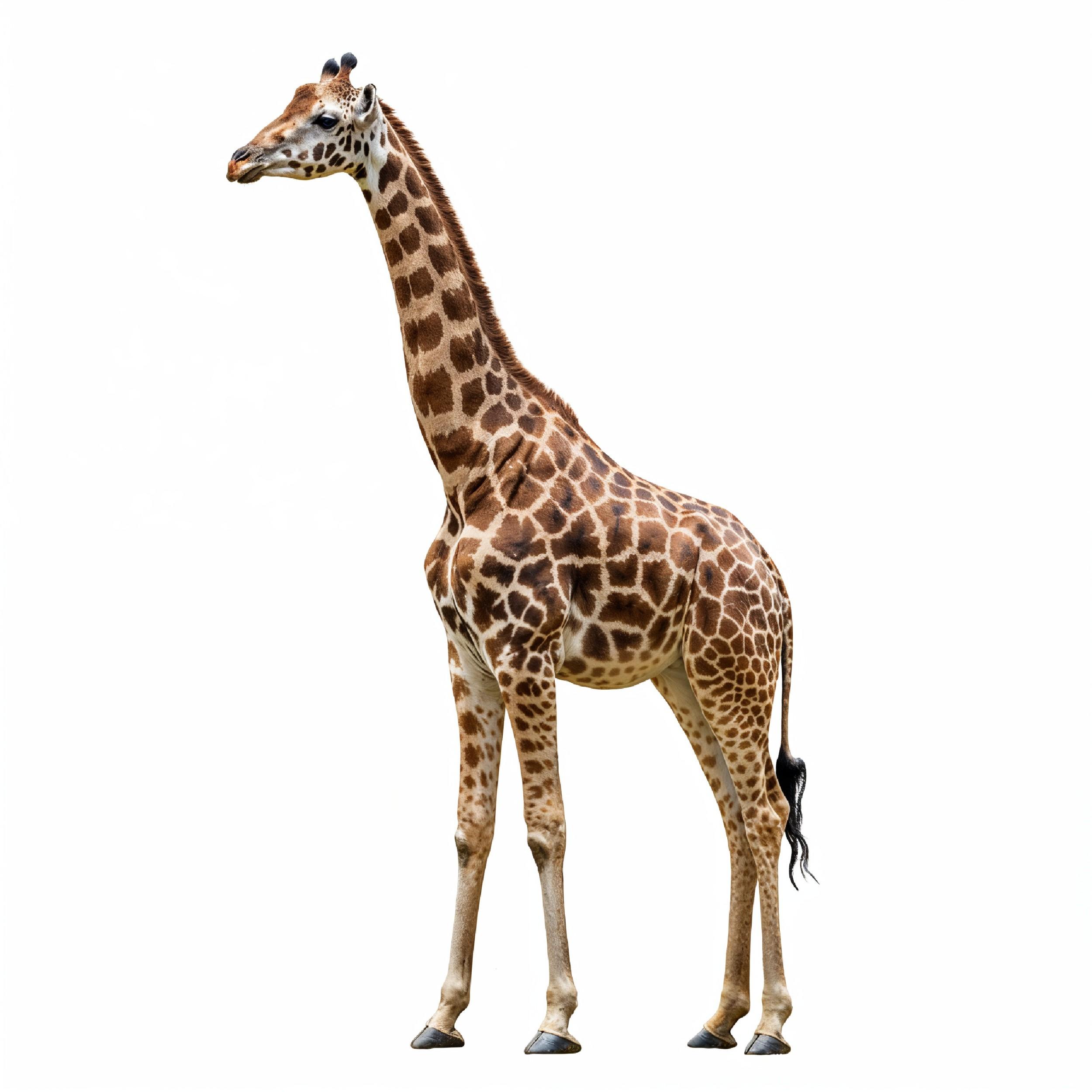 Giraffe Isolated on White Background Wildlife Studio Portrait