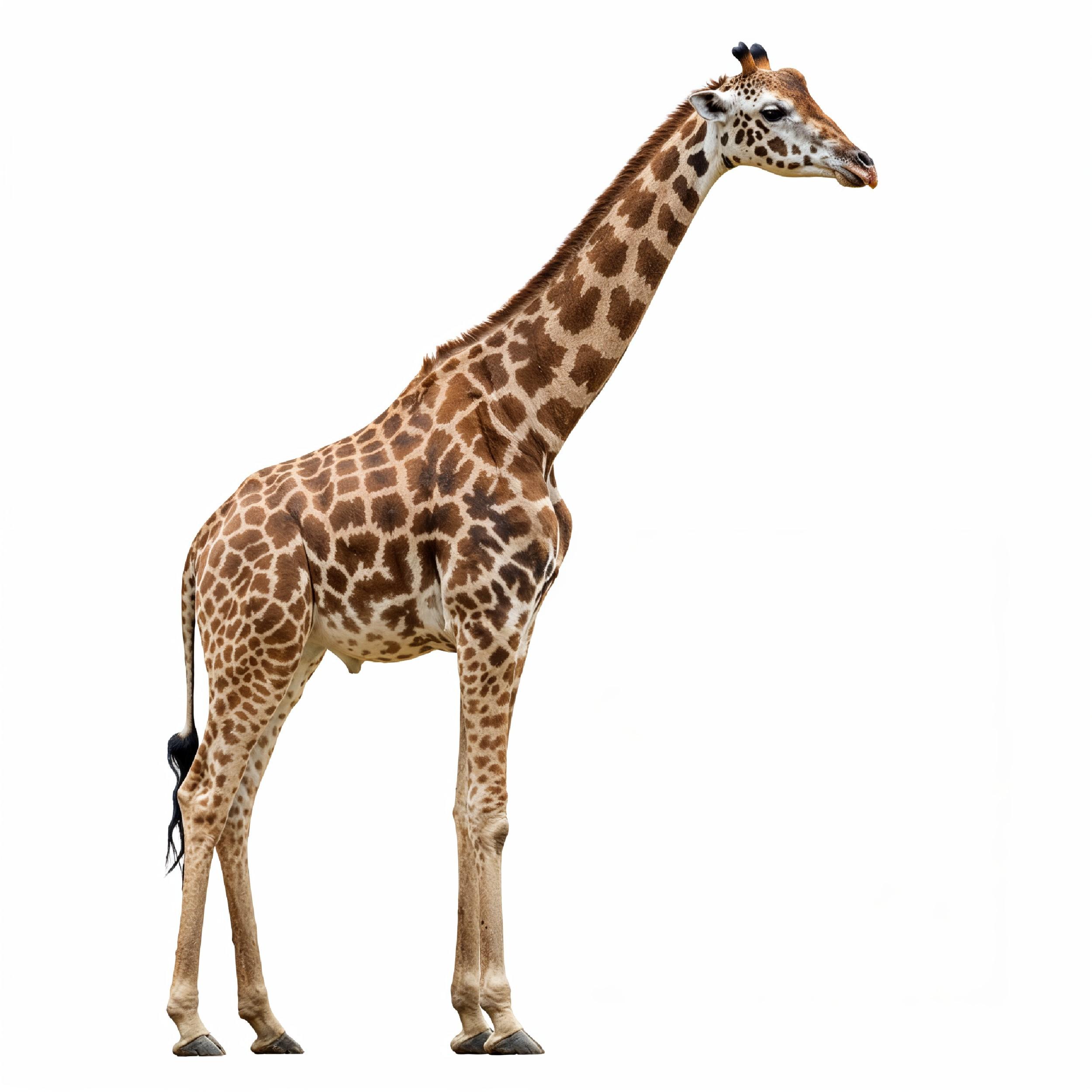 Giraffe Isolated on White Background Wildlife Studio Portrait