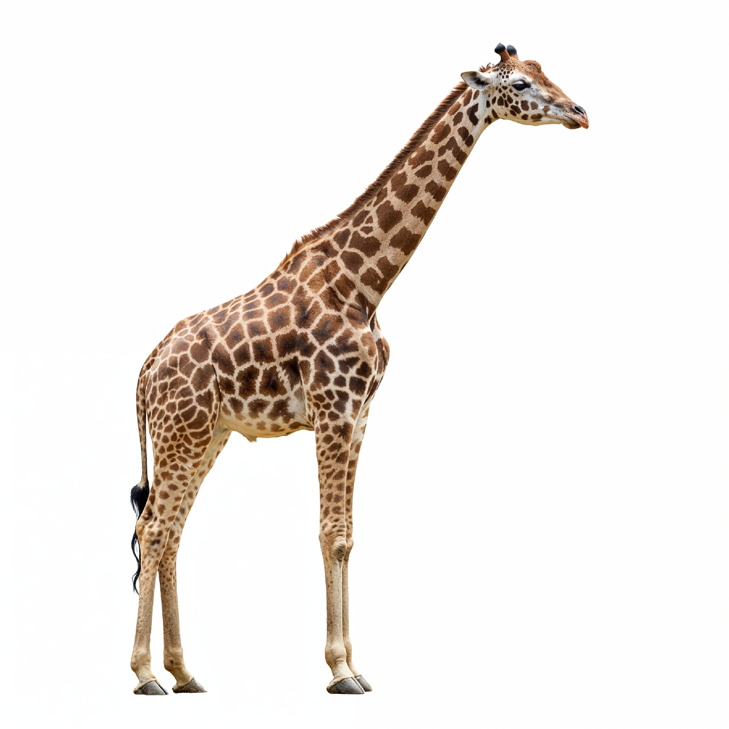 Giraffe Isolated on White Background Wildlife Studio Portrait