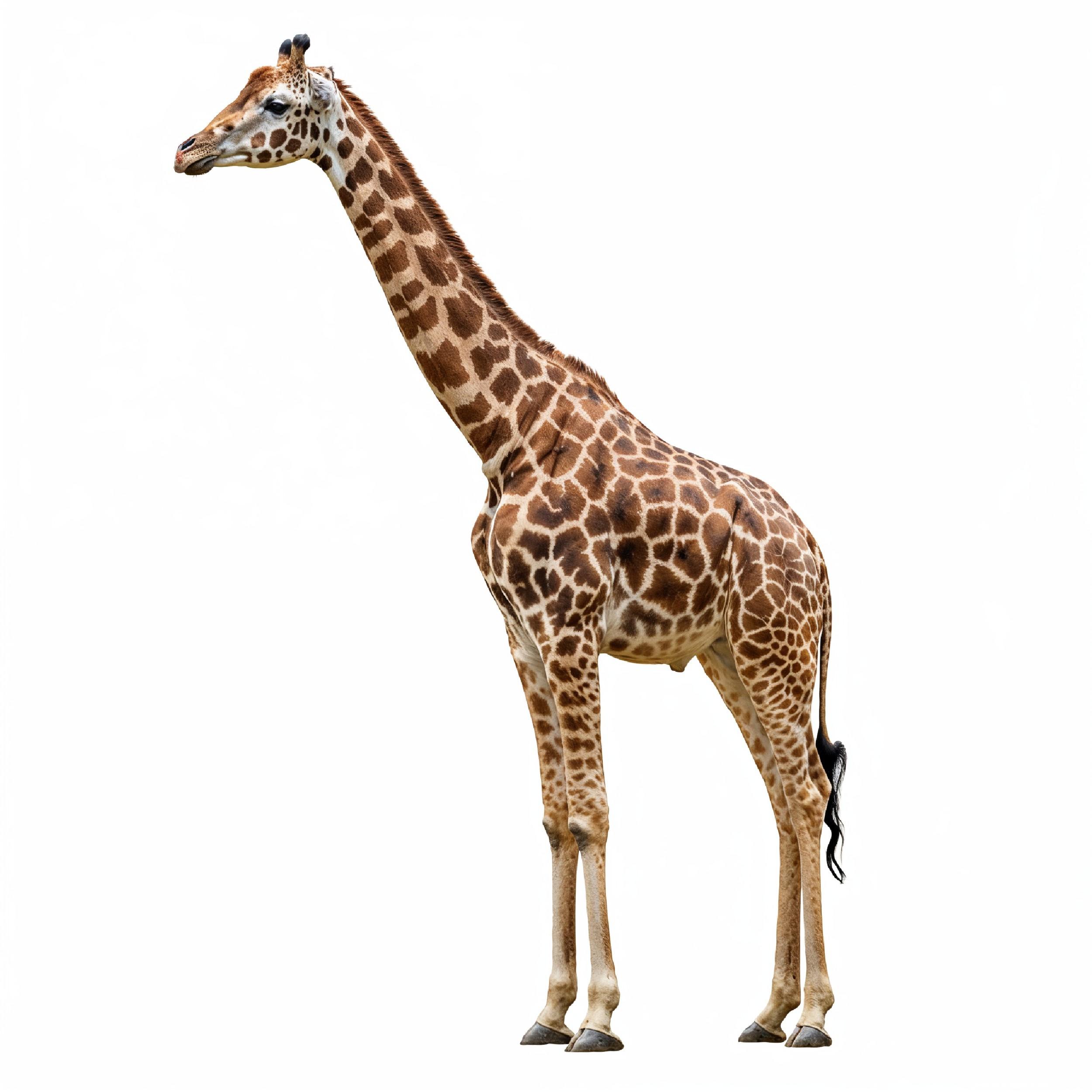 Giraffe Isolated on White Background Wildlife Studio Portrait