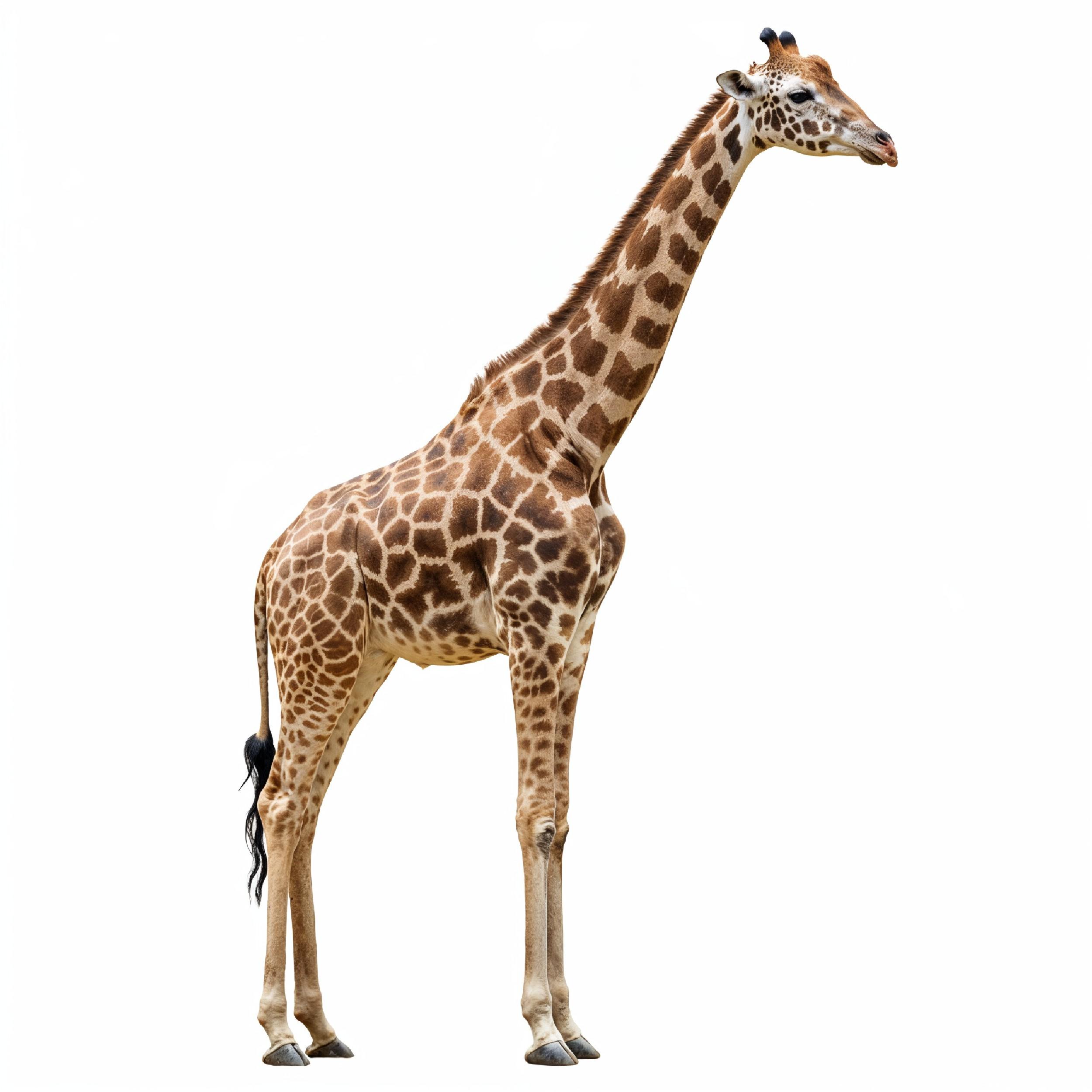 Giraffe Isolated on White Background Wildlife Studio Portrait