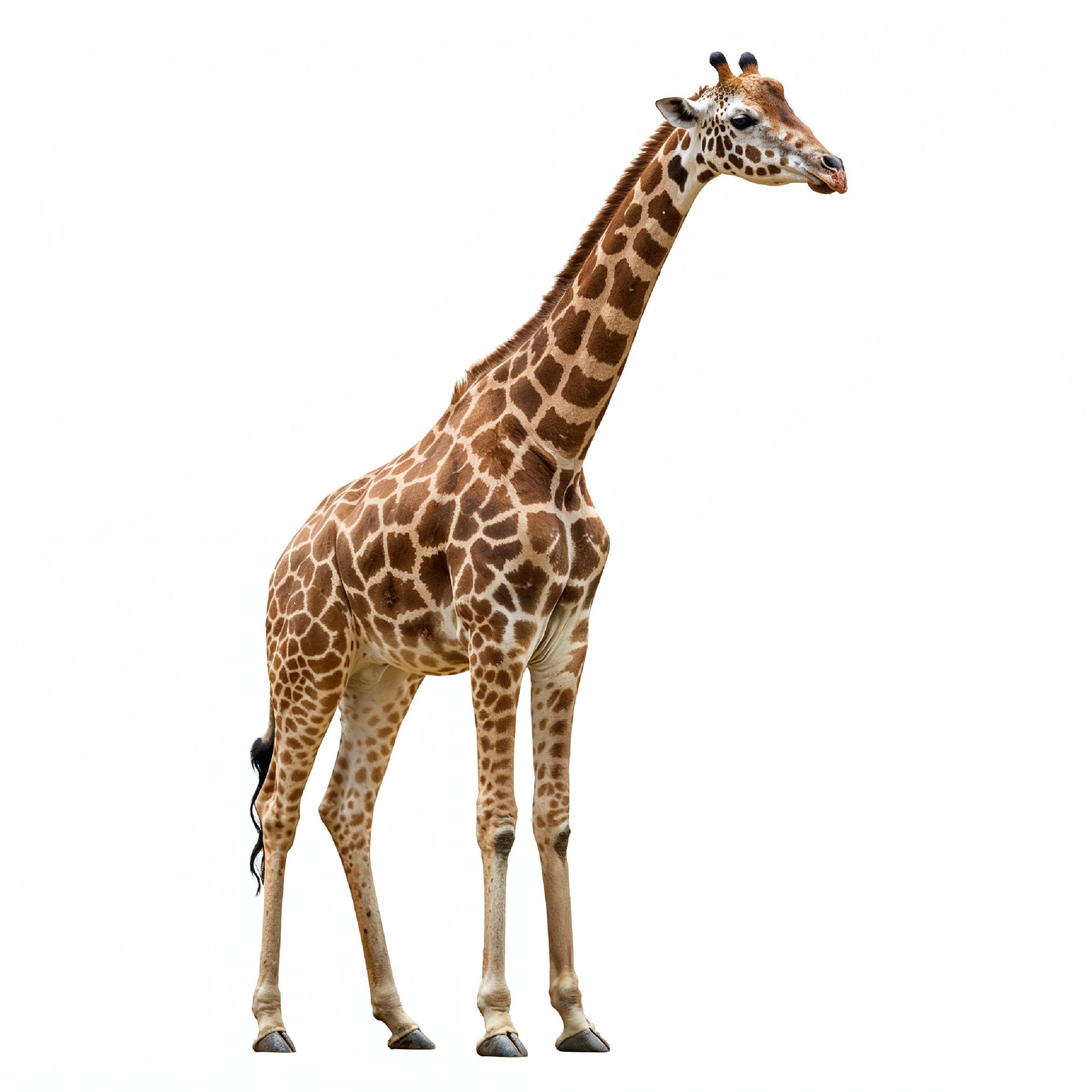 Giraffe Isolated on White Background Wildlife Studio Portrait