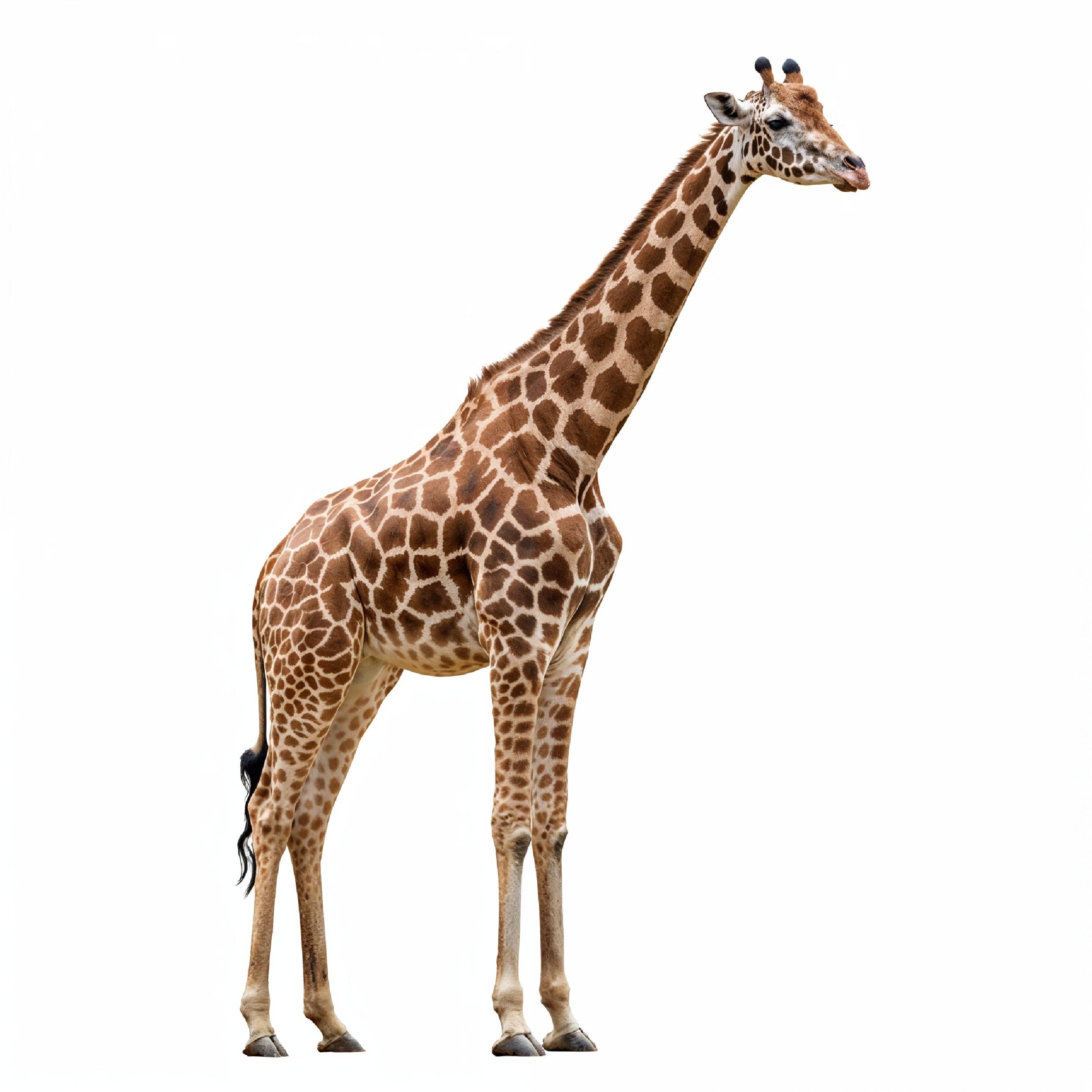 Giraffe Isolated on White Background Wildlife Studio Portrait