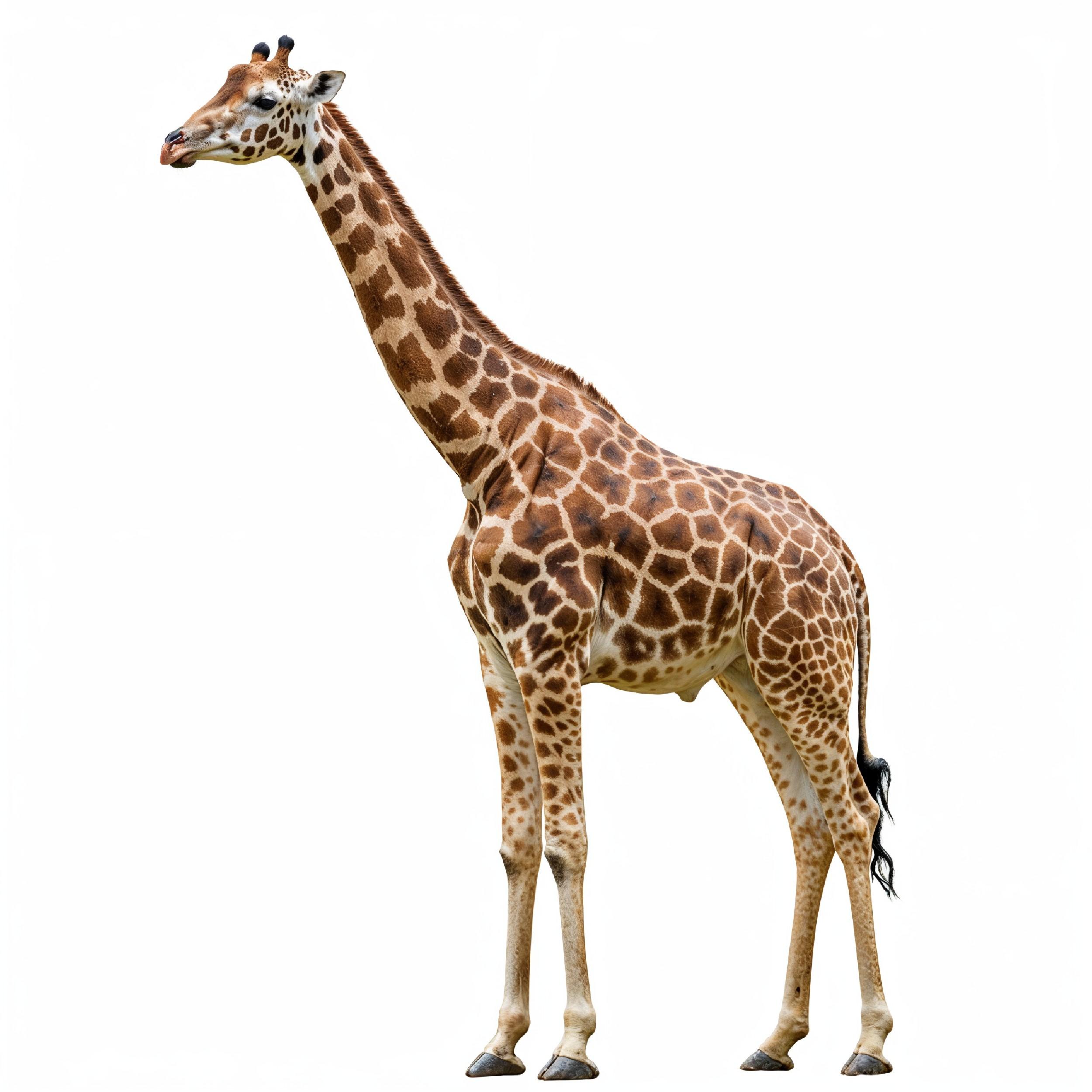 Giraffe Isolated on White Background Wildlife Studio Portrait