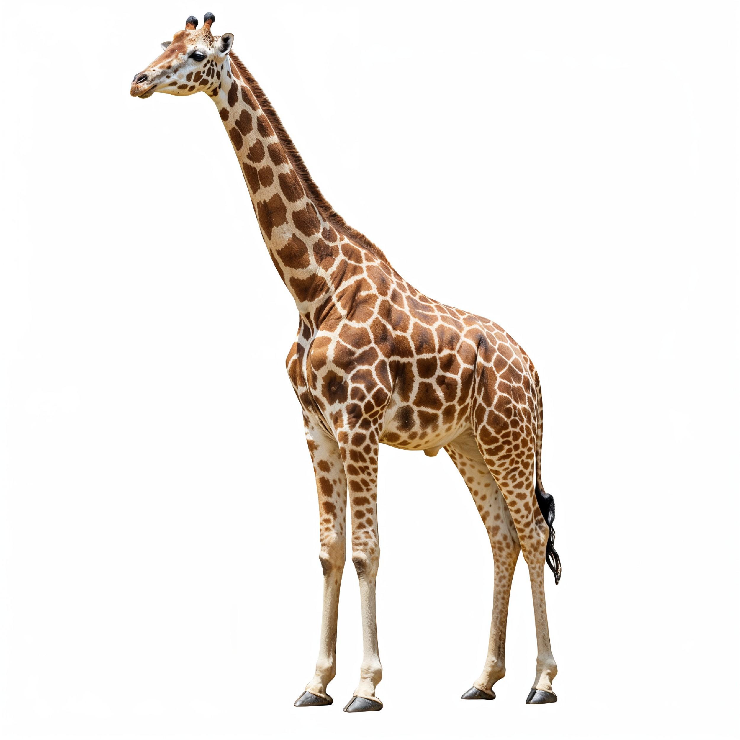 Giraffe Isolated on White Background Wildlife Studio Portrait