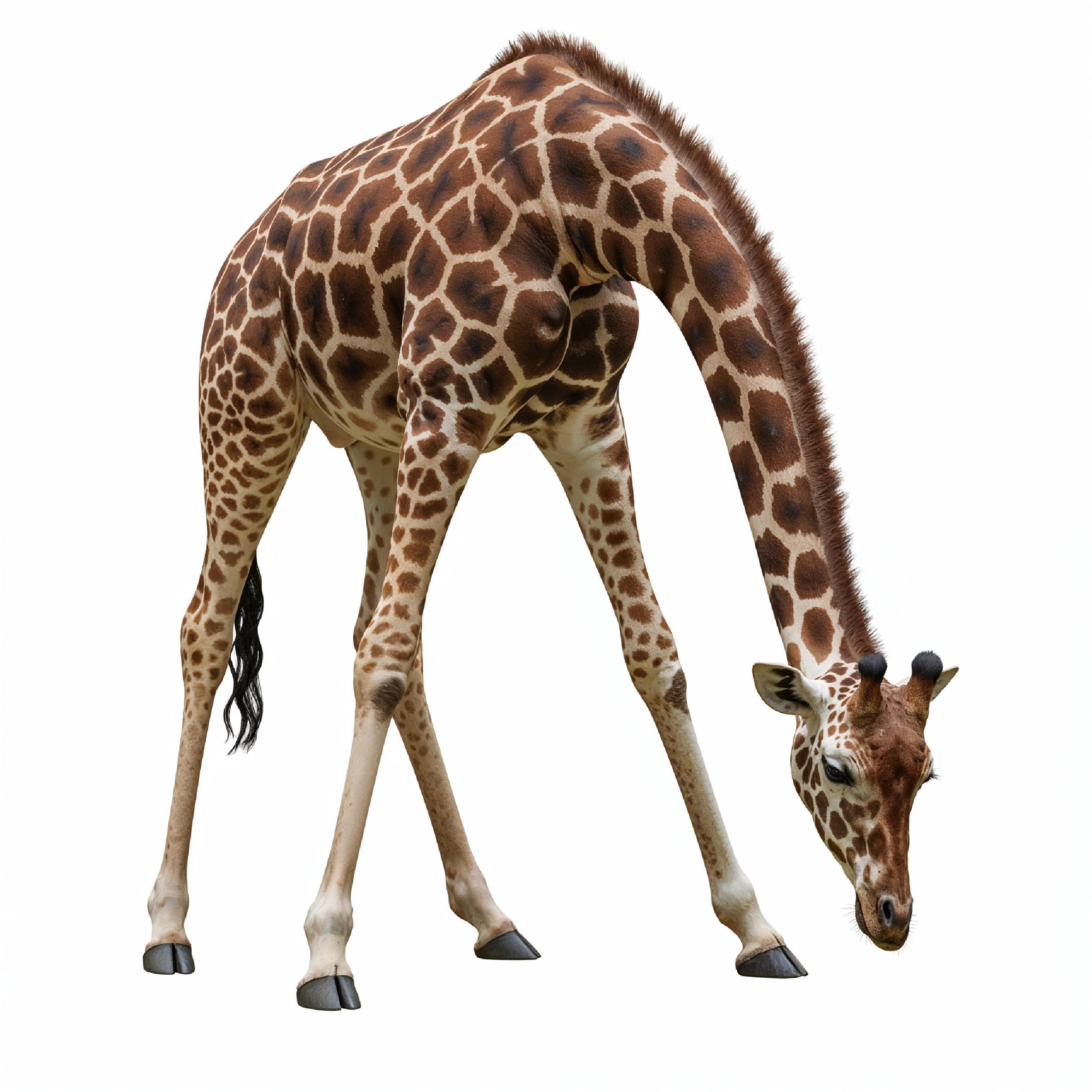 Giraffe Isolated on White Background Wildlife Studio Portrait