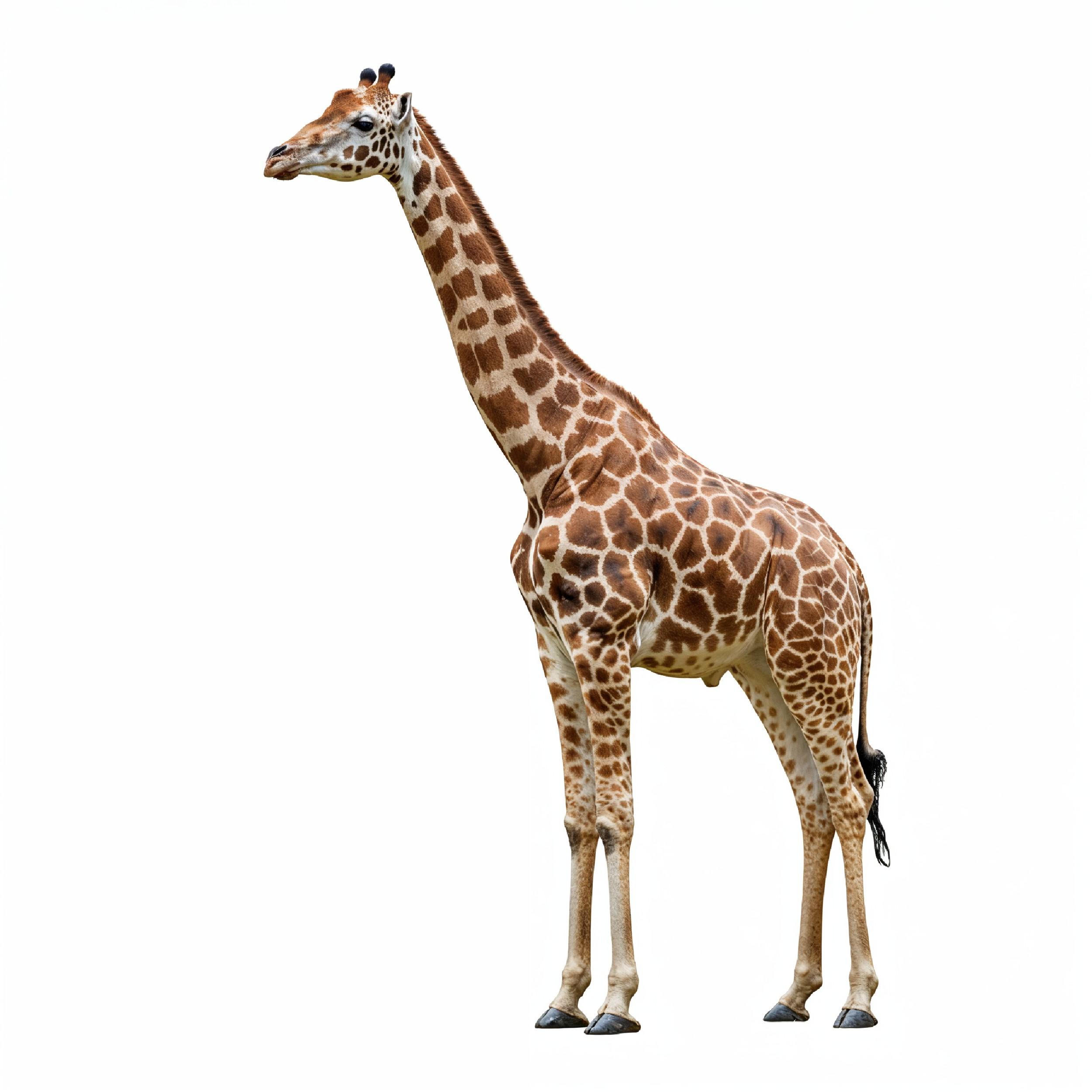 Giraffe Isolated on White Background Wildlife Studio Portrait