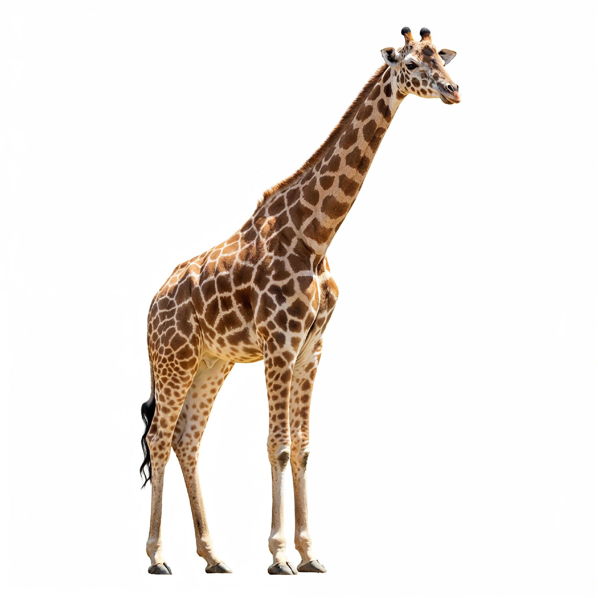 Giraffe Isolated on White Background Wildlife Studio Portrait