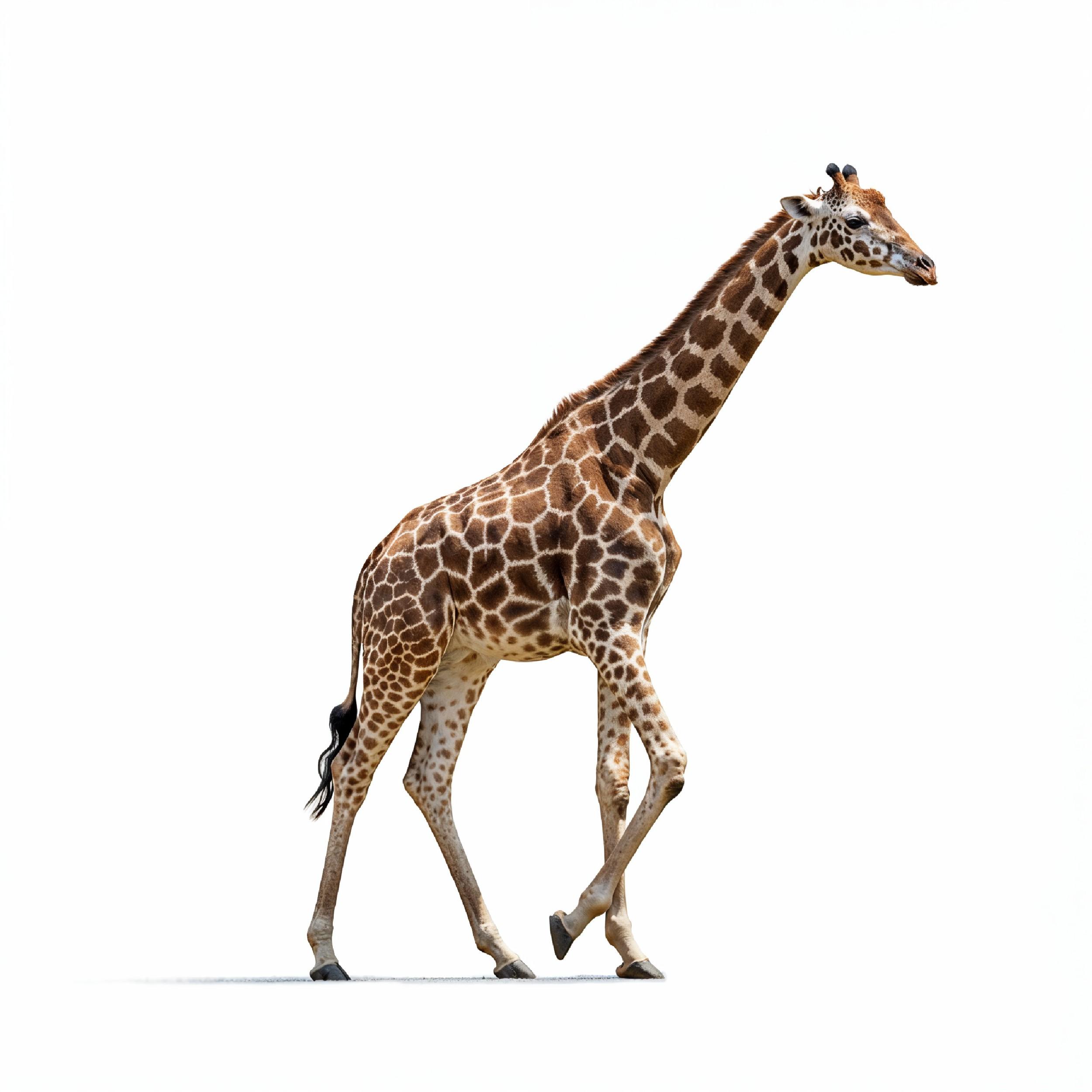 Giraffe Isolated on White Background Wildlife Studio Portrait
