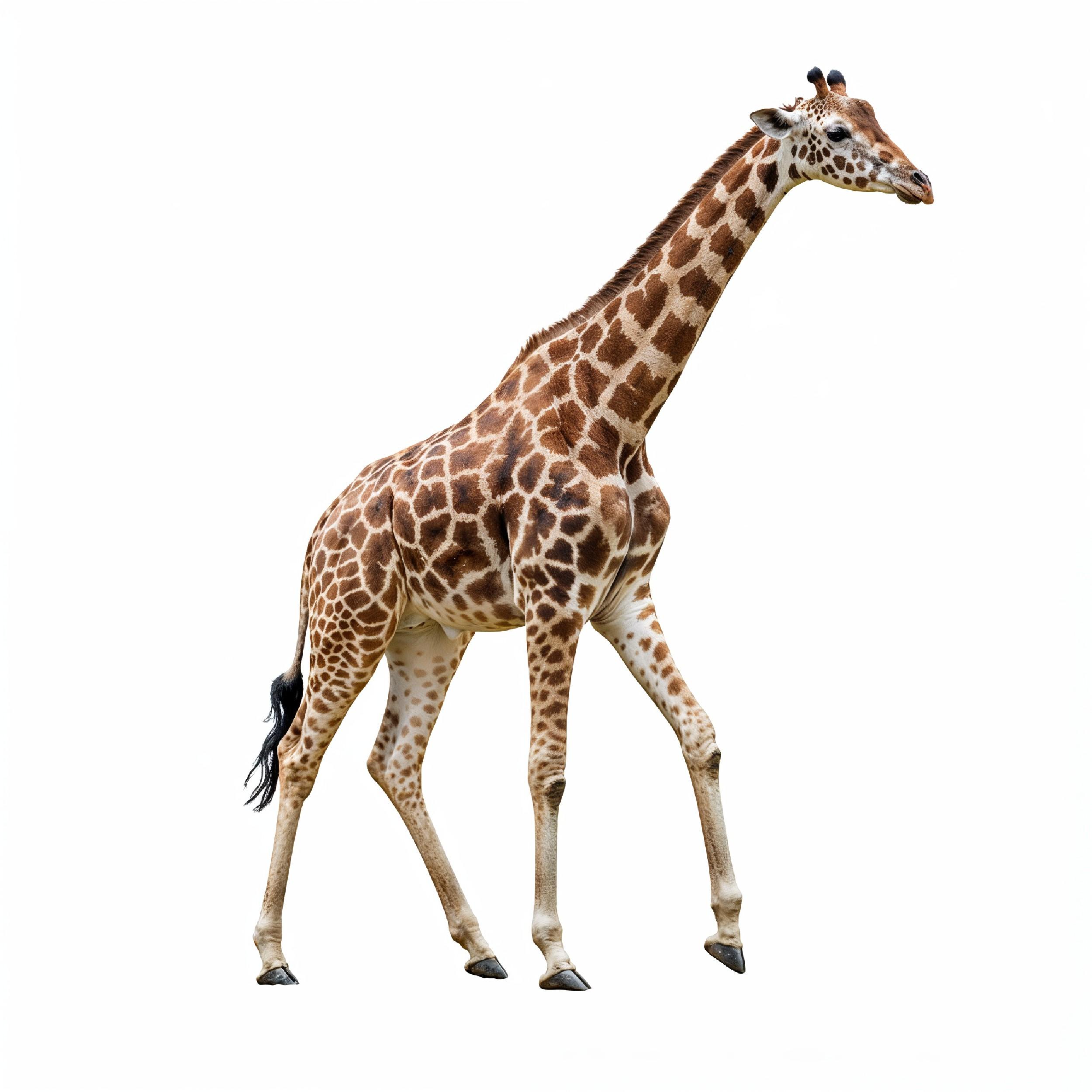 Giraffe Isolated on White Background Wildlife Studio Portrait