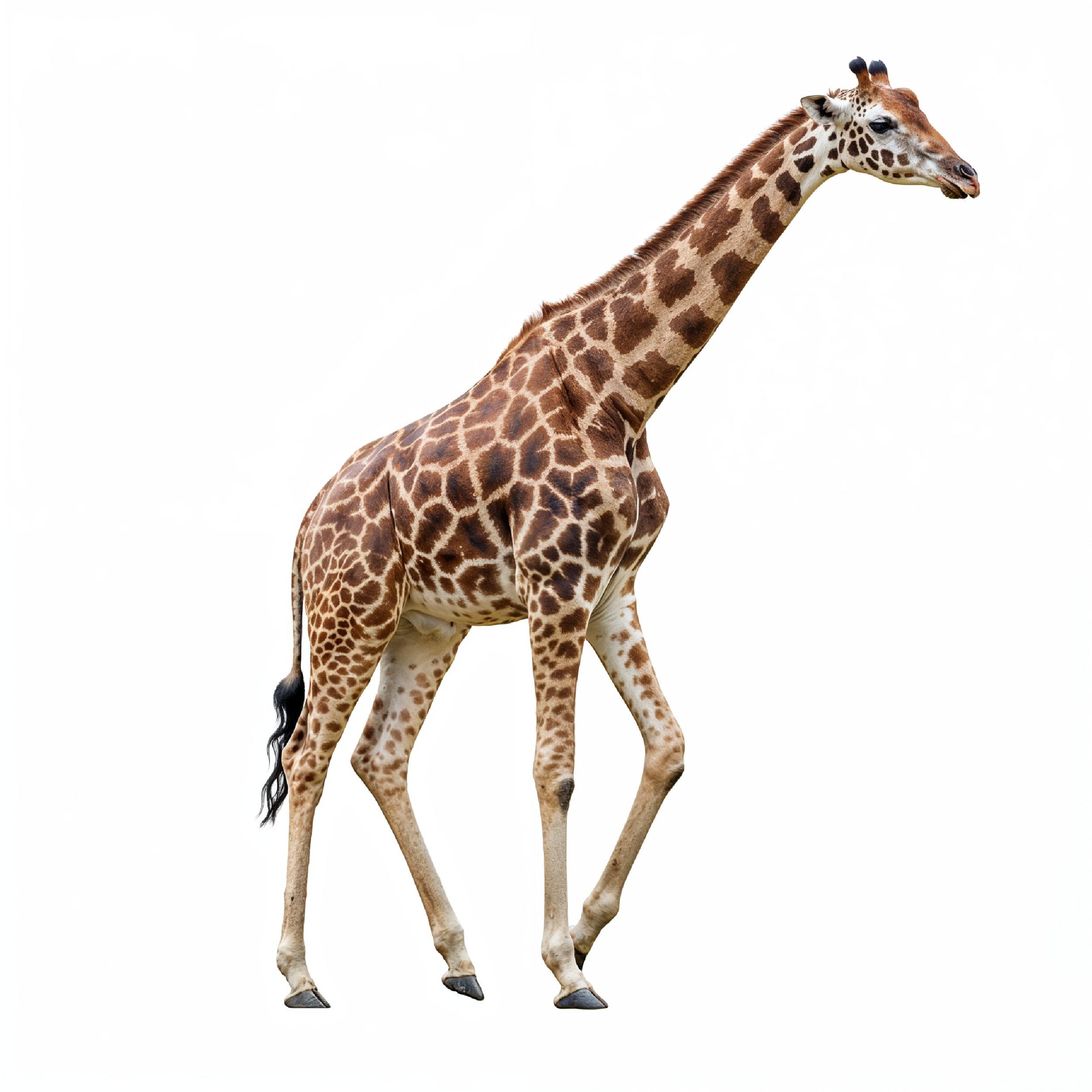 Giraffe Isolated on White Background Wildlife Studio Portrait