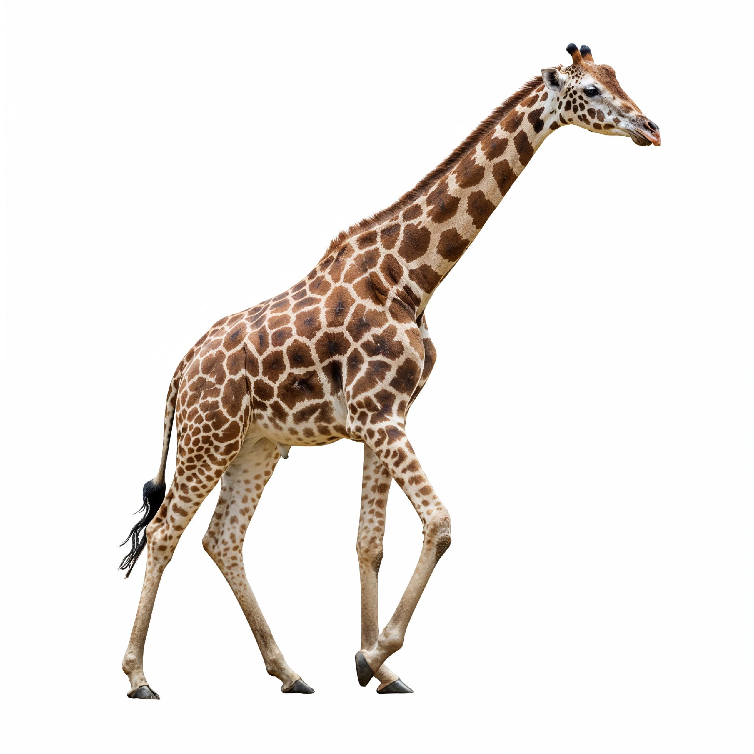 Giraffe Isolated on White Background Wildlife Studio Portrait