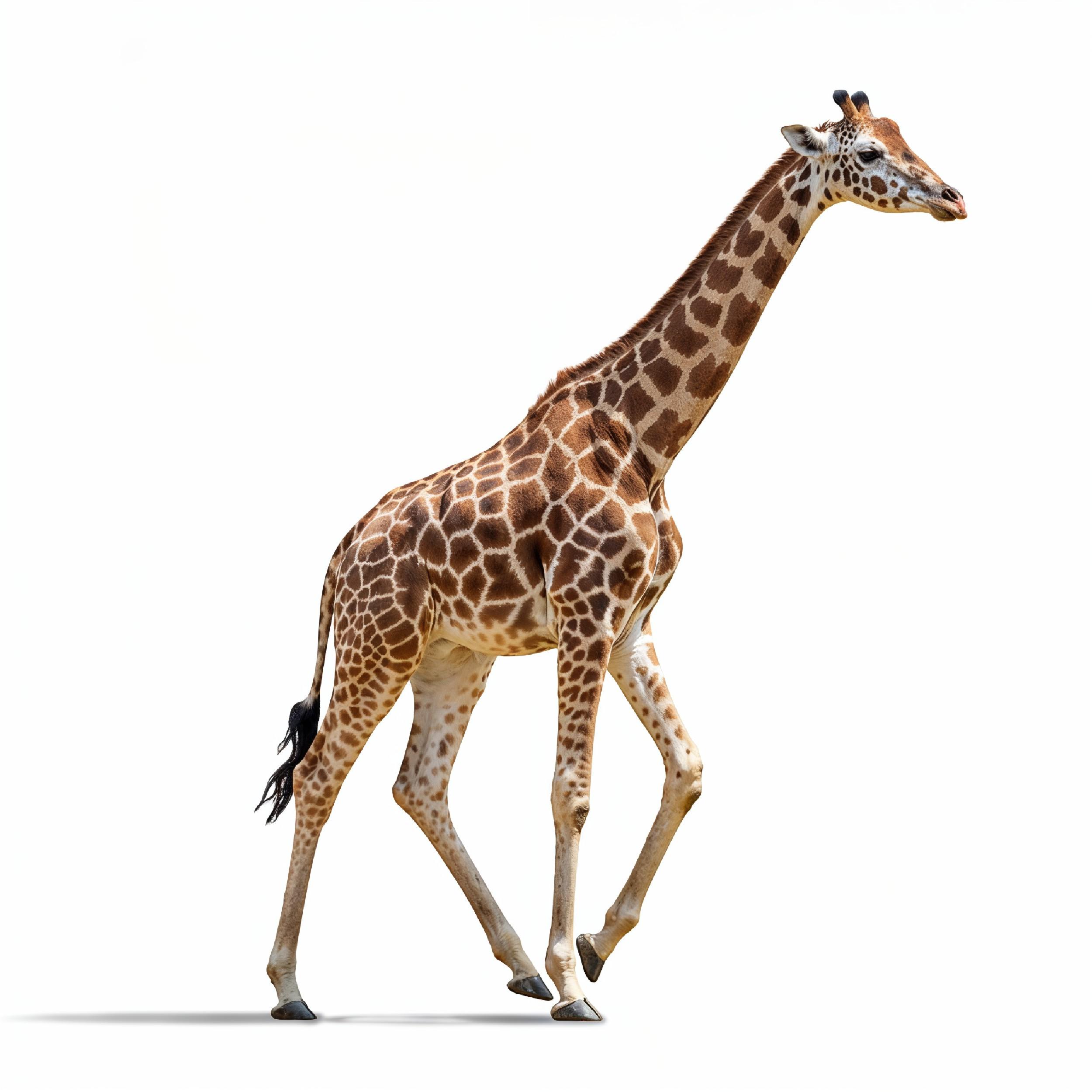 Giraffe Isolated on White Background Wildlife Studio Portrait
