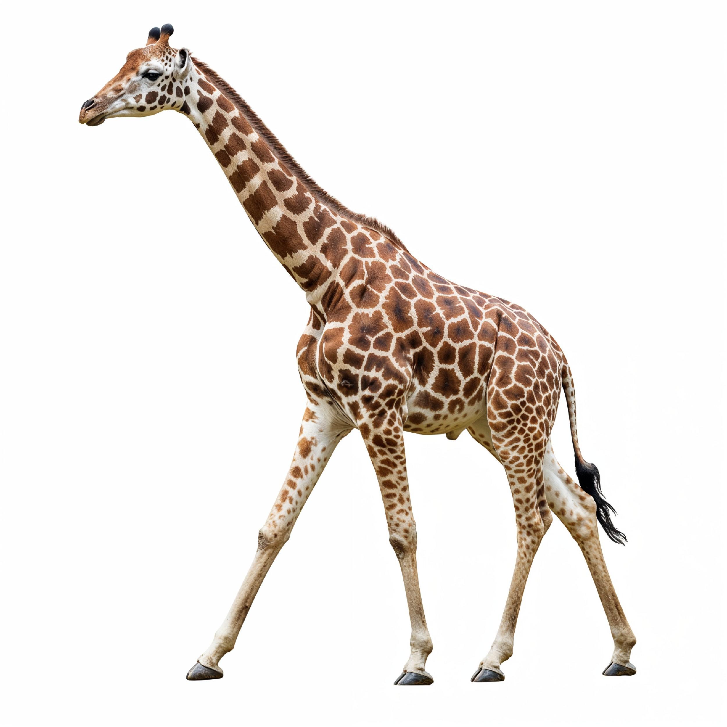 Giraffe Isolated on White Background Wildlife Studio Portrait