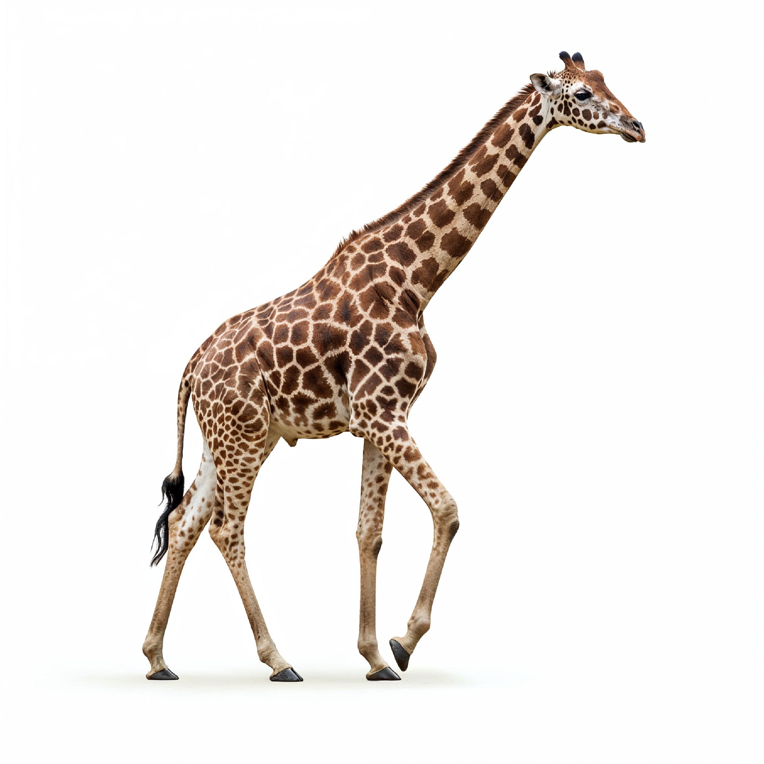 Giraffe Isolated on White Background Wildlife Studio Portrait