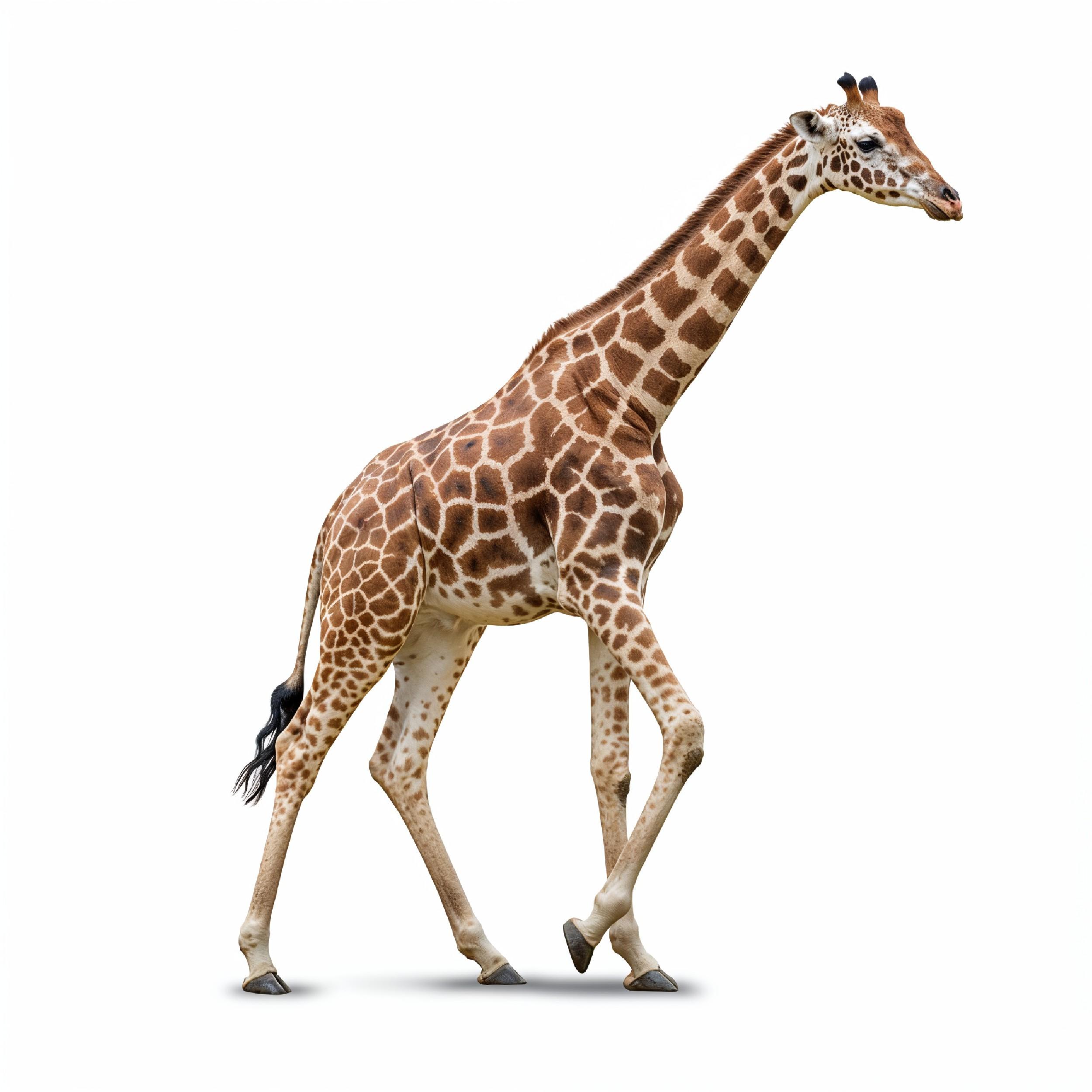 Giraffe Isolated on White Background Wildlife Studio Portrait