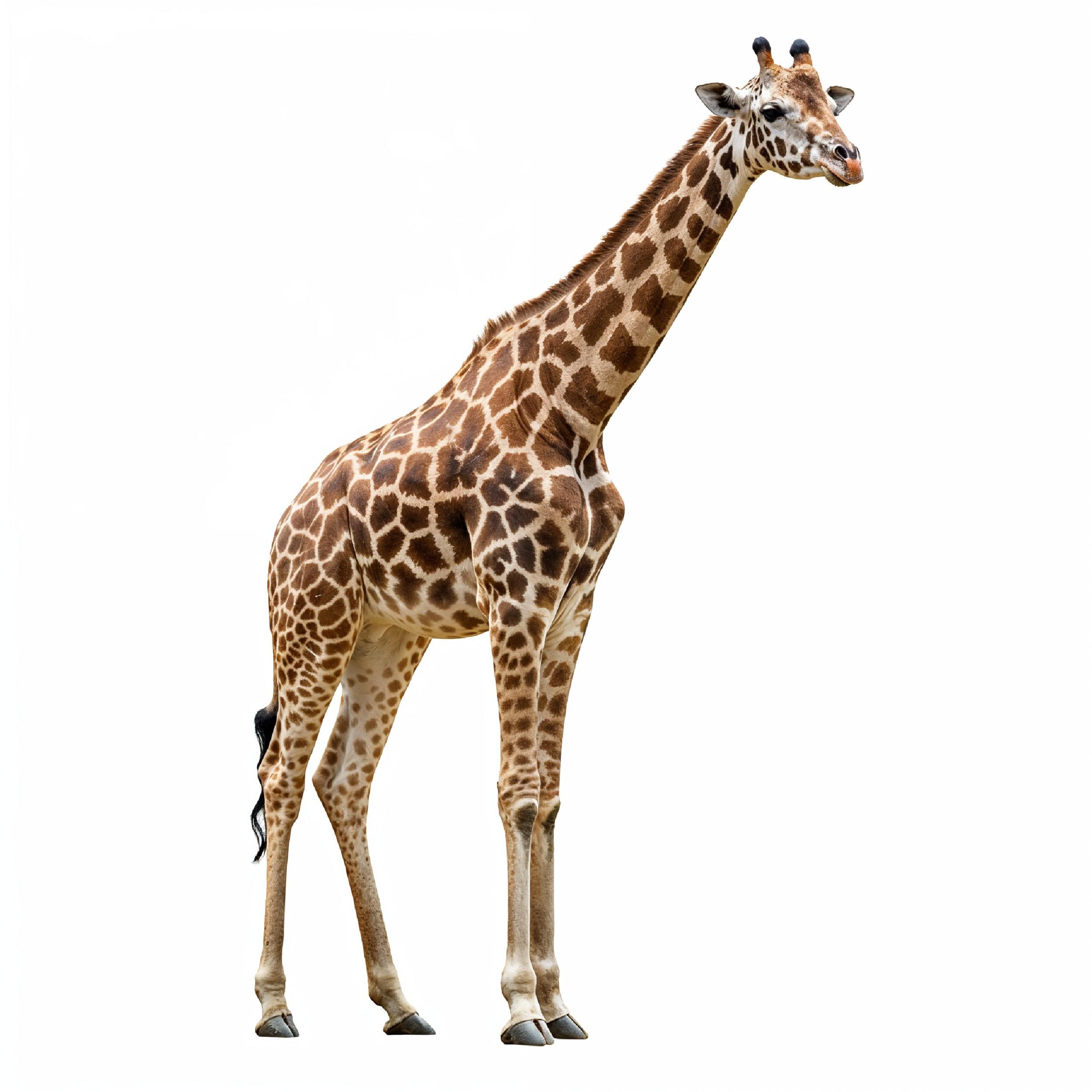 Giraffe Isolated on White Background Wildlife Studio Portrait