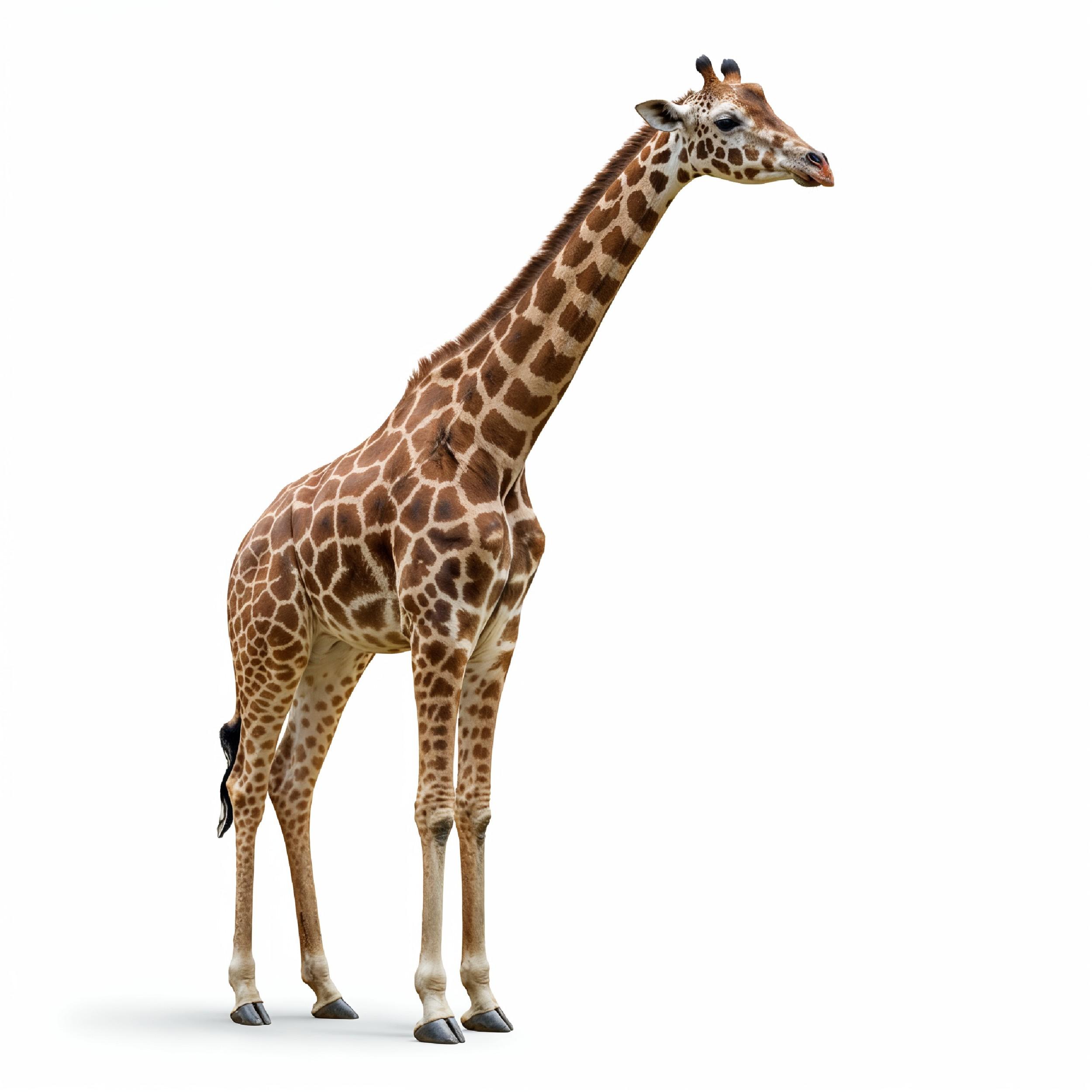 Giraffe Isolated on White Background Wildlife Studio Portrait