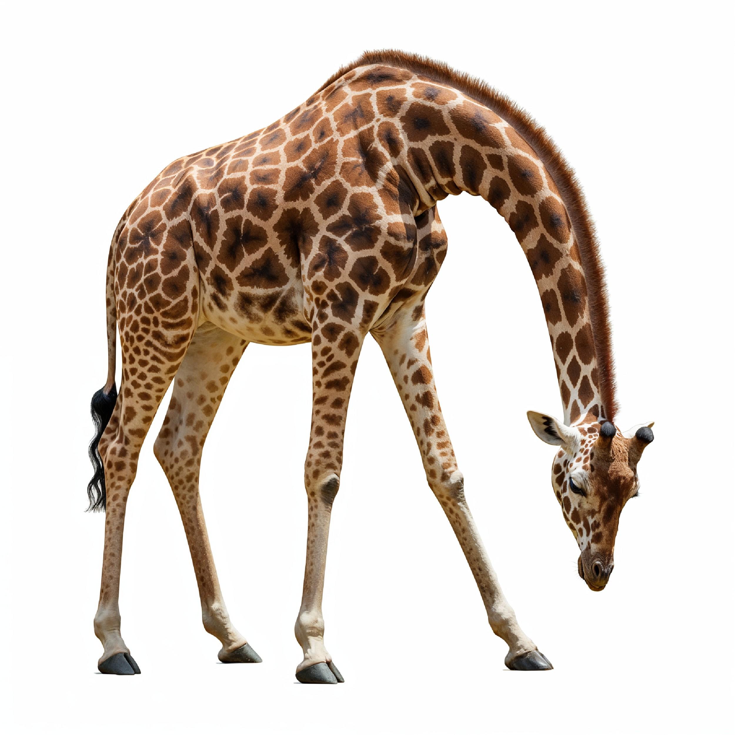 Giraffe Isolated on White Background Wildlife Studio Portrait