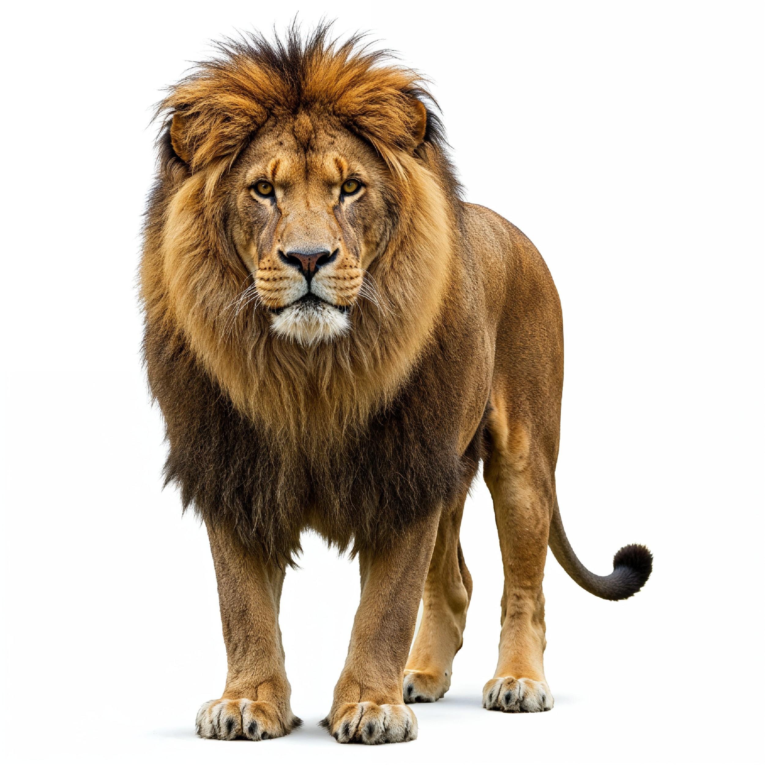 Lion Isolated on White Background Majestic Wildlife Animal Portrait