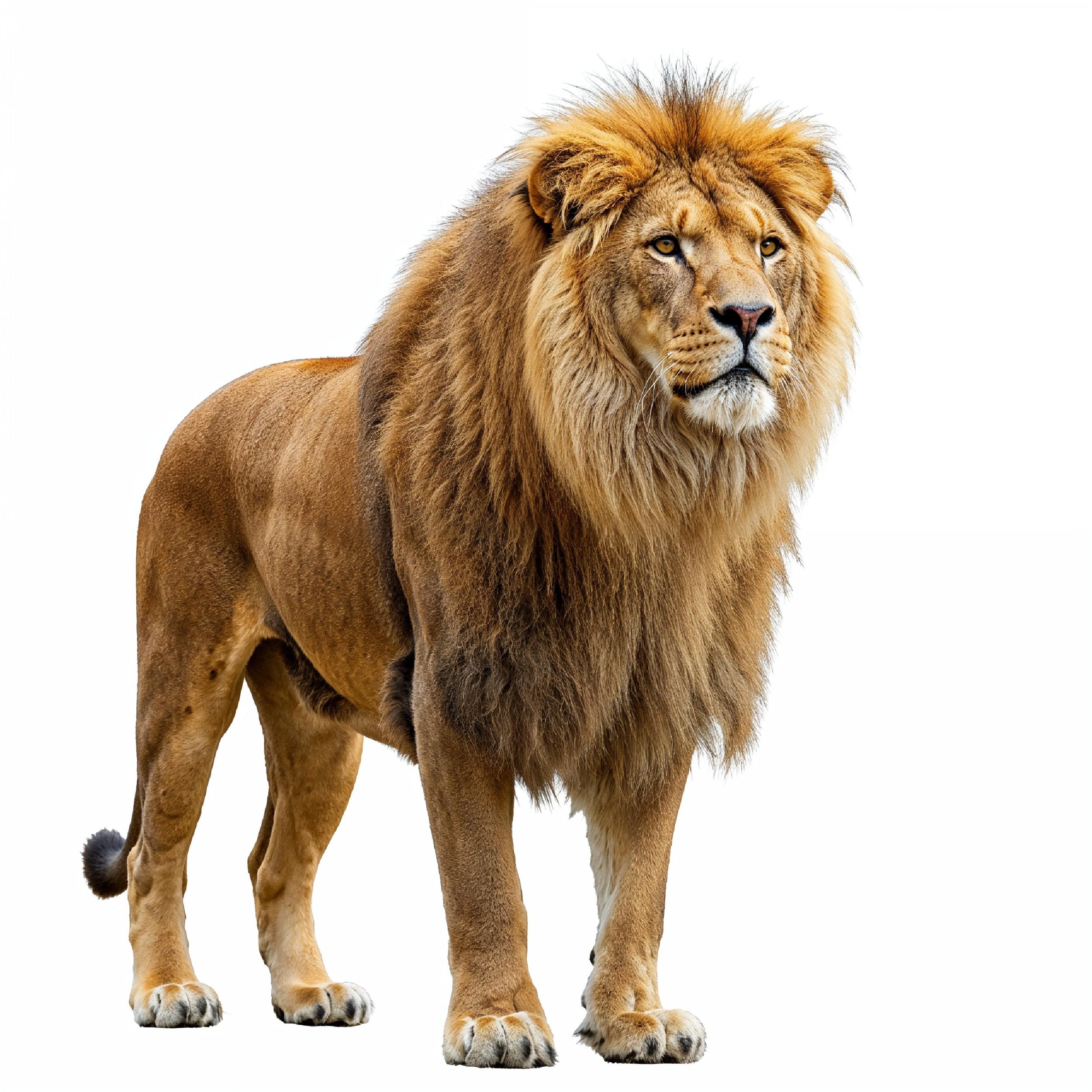 Lion Isolated on White Background Majestic Wildlife Animal Portrait