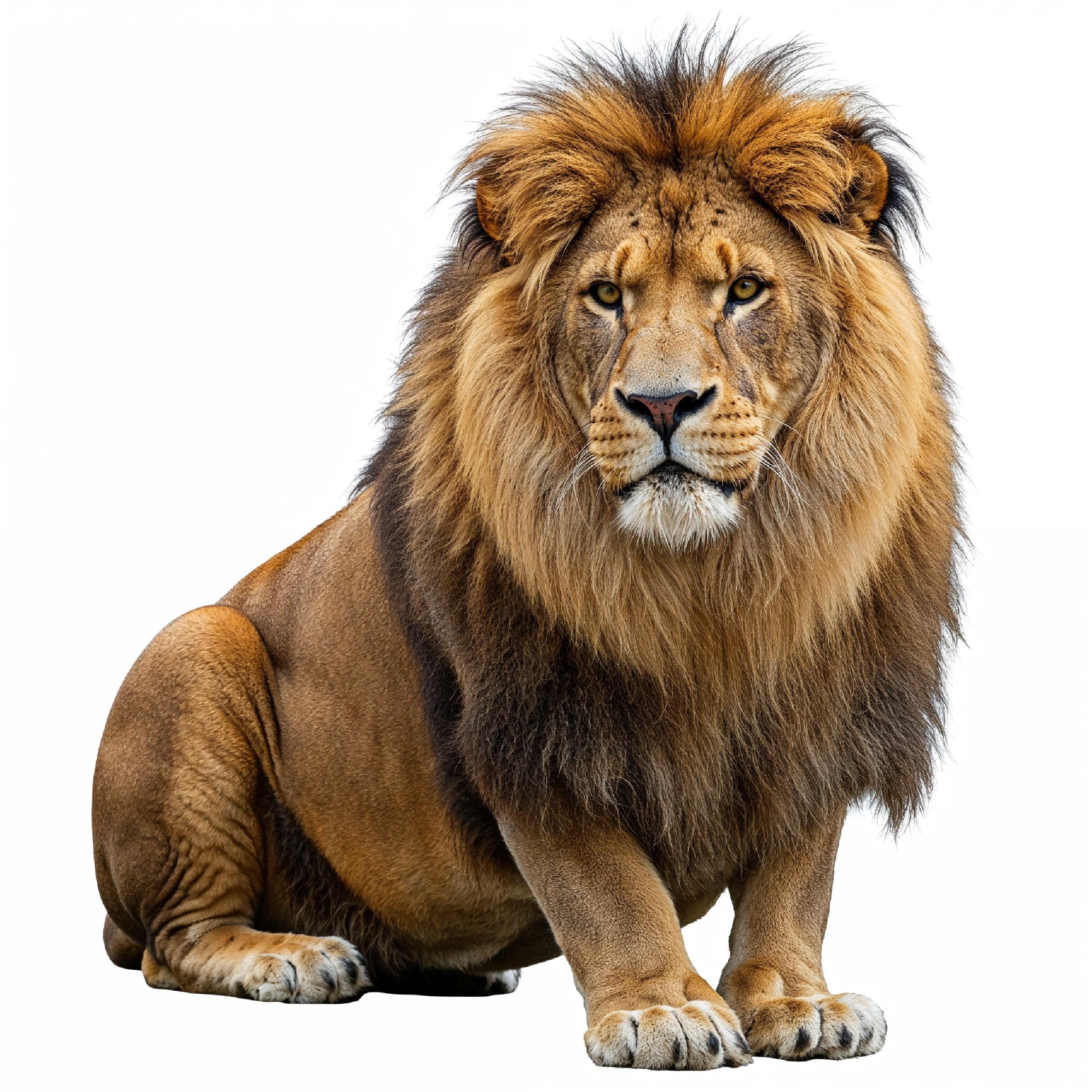 Lion Isolated on White Background Majestic Wildlife Animal Portrait