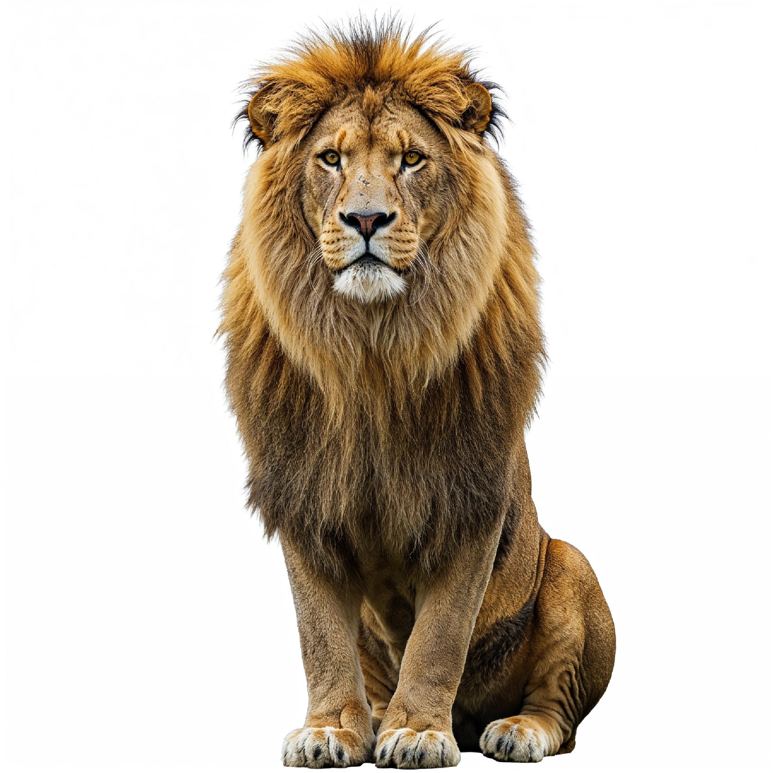 Lion Isolated on White Background Majestic Wildlife Animal Portrait