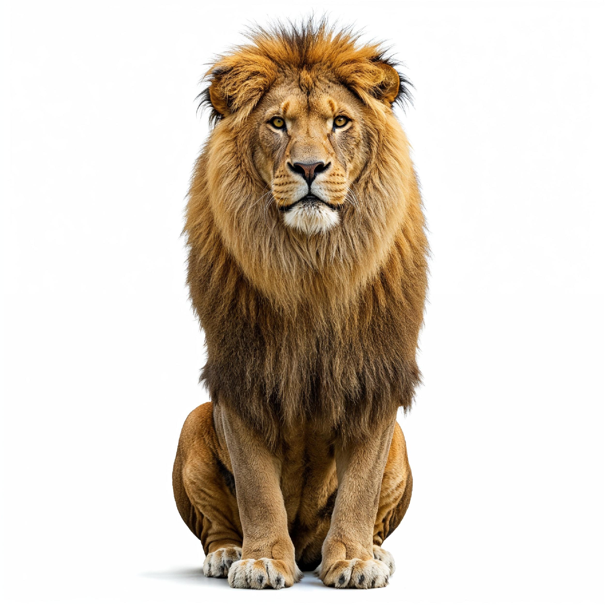 Lion Isolated on White Background Majestic Wildlife Animal Portrait